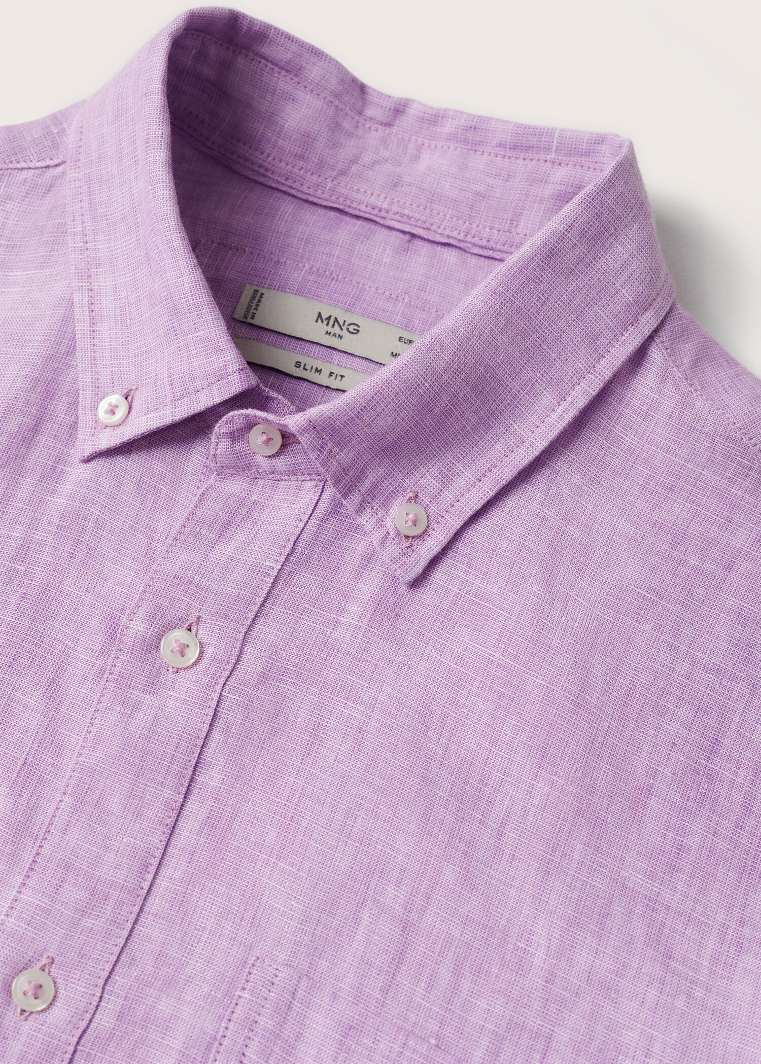 100% linen slim-fit shirt - Details of the article 8