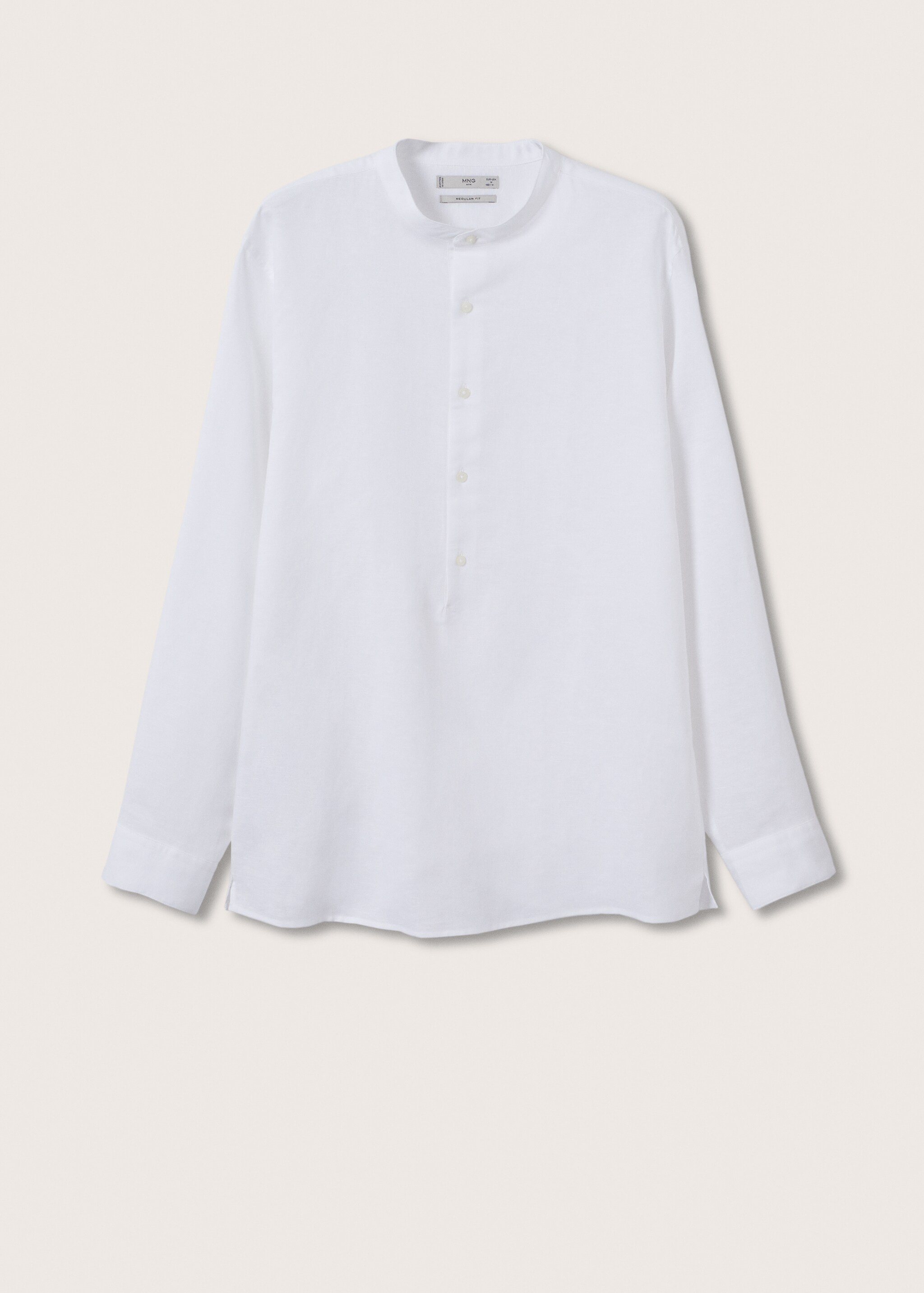 Cotton linen shirt with mandarin collar - Article without model