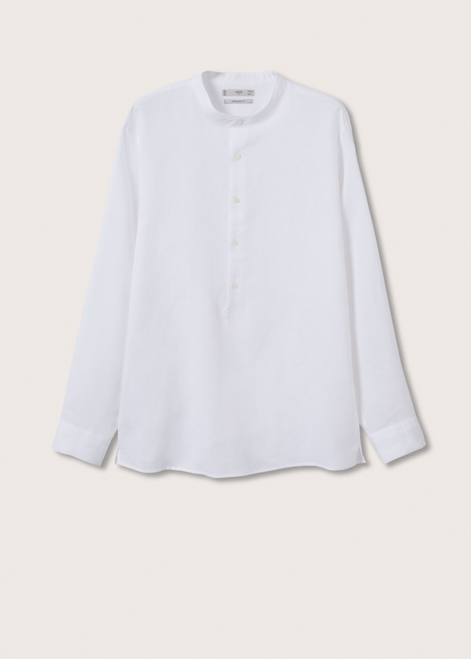 Cotton linen shirt with mandarin collar - Article without model