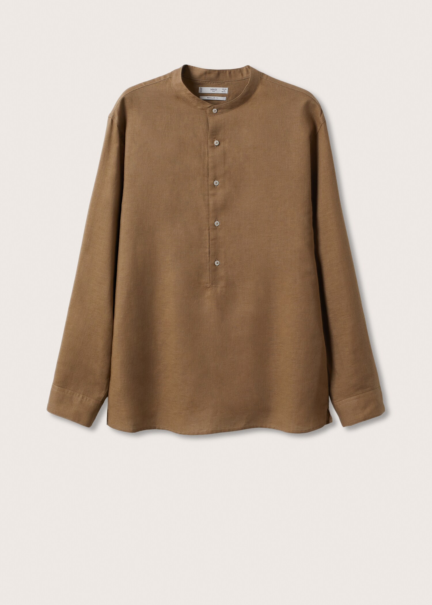Cotton linen shirt with mandarin collar - Article without model