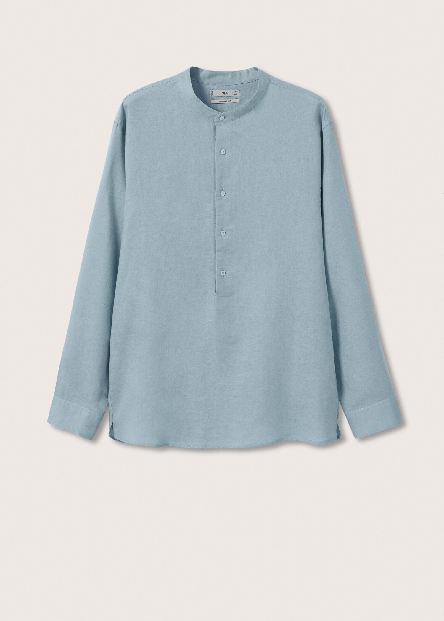 Cotton linen shirt with mandarin collar - Article without model