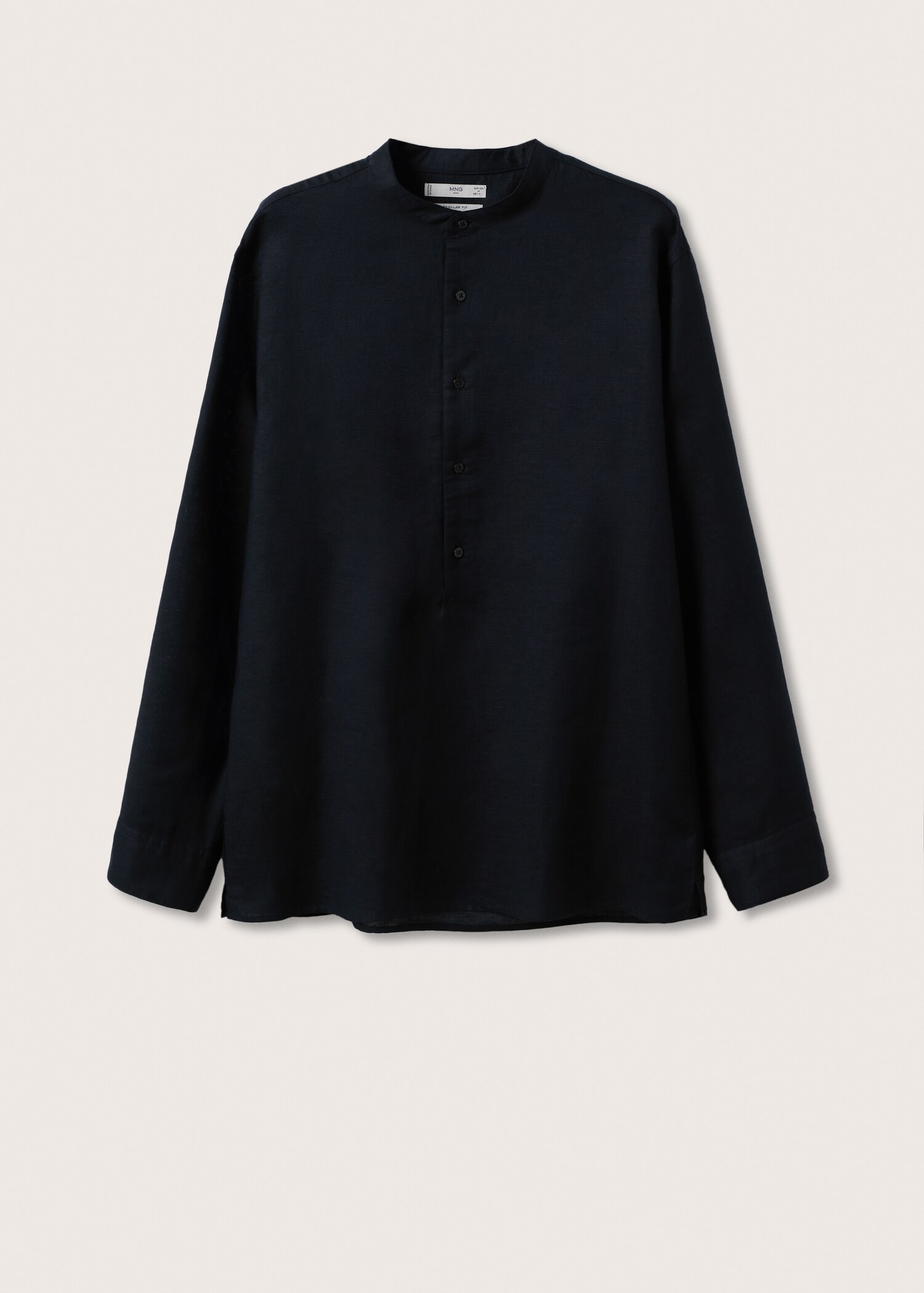 Cotton linen shirt with mandarin collar - Article without model