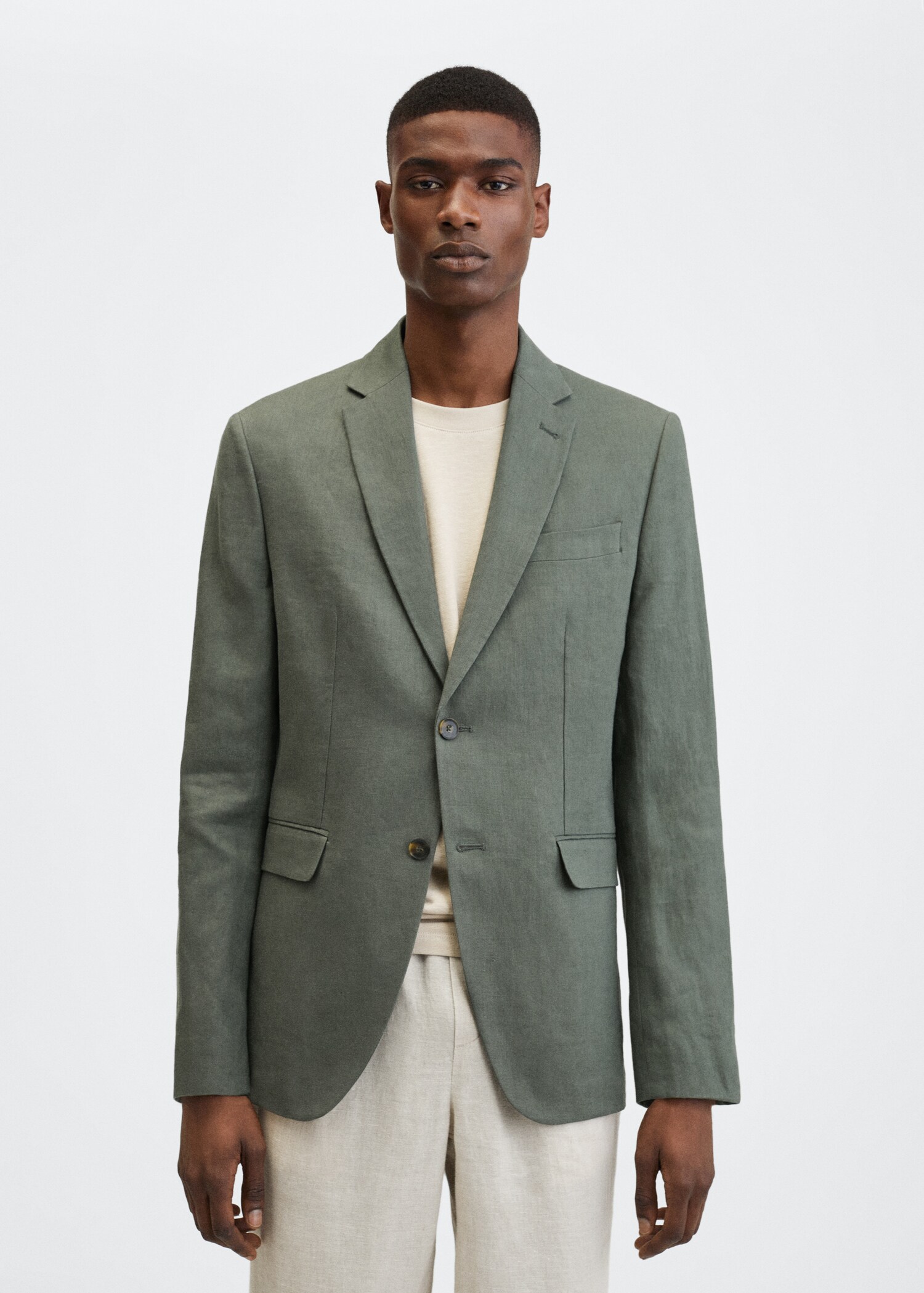 100% linen slim fit blazer - Medium plane