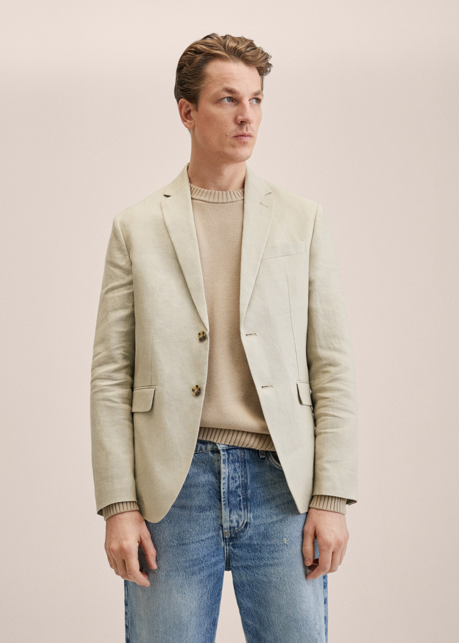 100% linen slim fit blazer - Medium plane