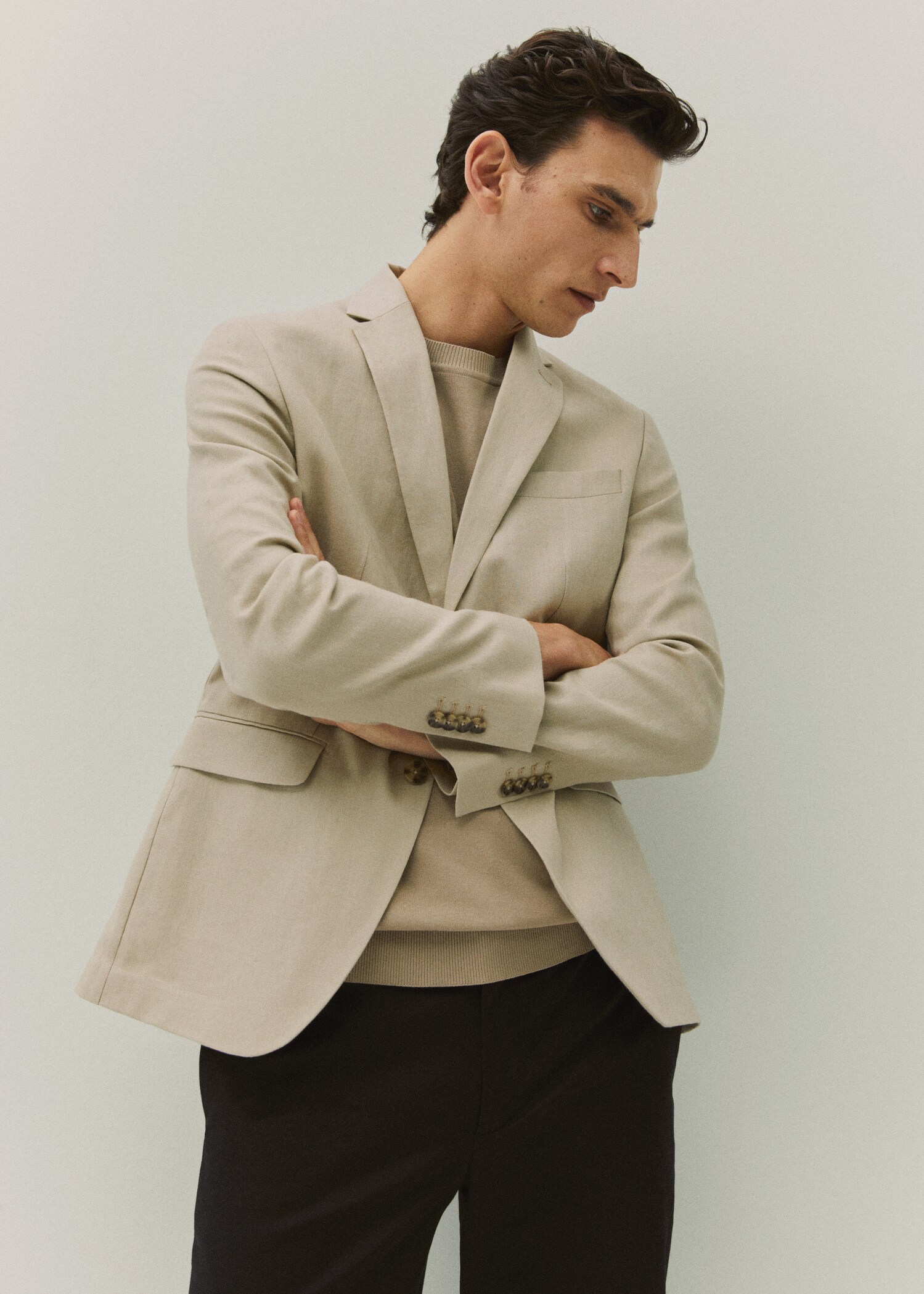 100% linen slim fit blazer - Details of the article 5