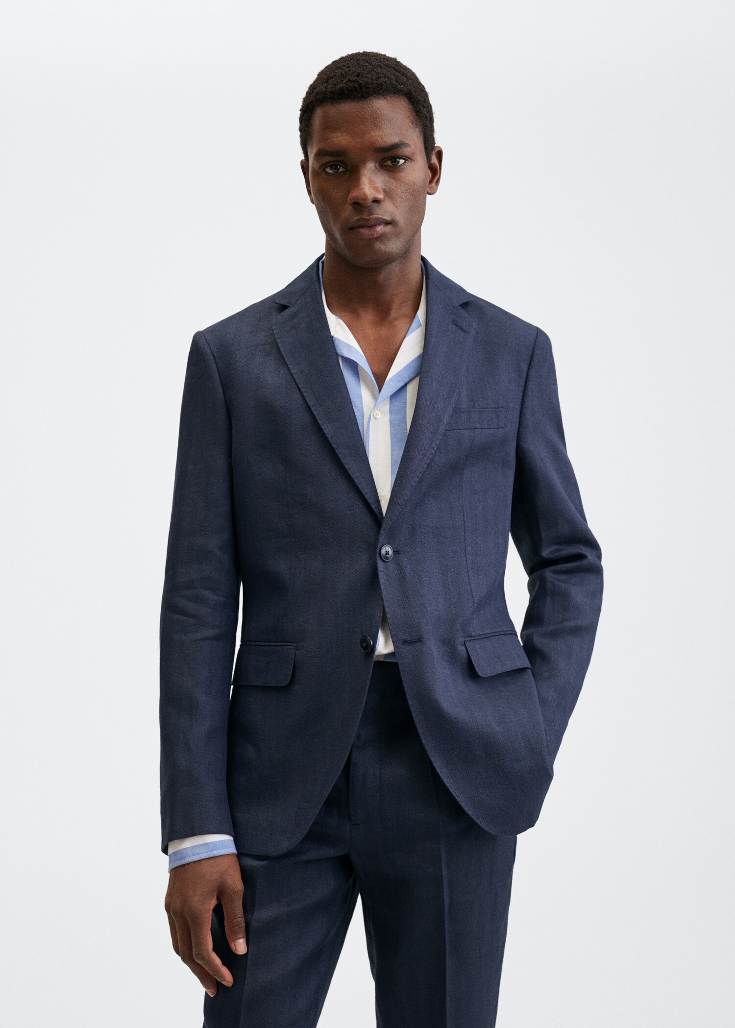 Slim fit linen suit blazer - Medium plane
