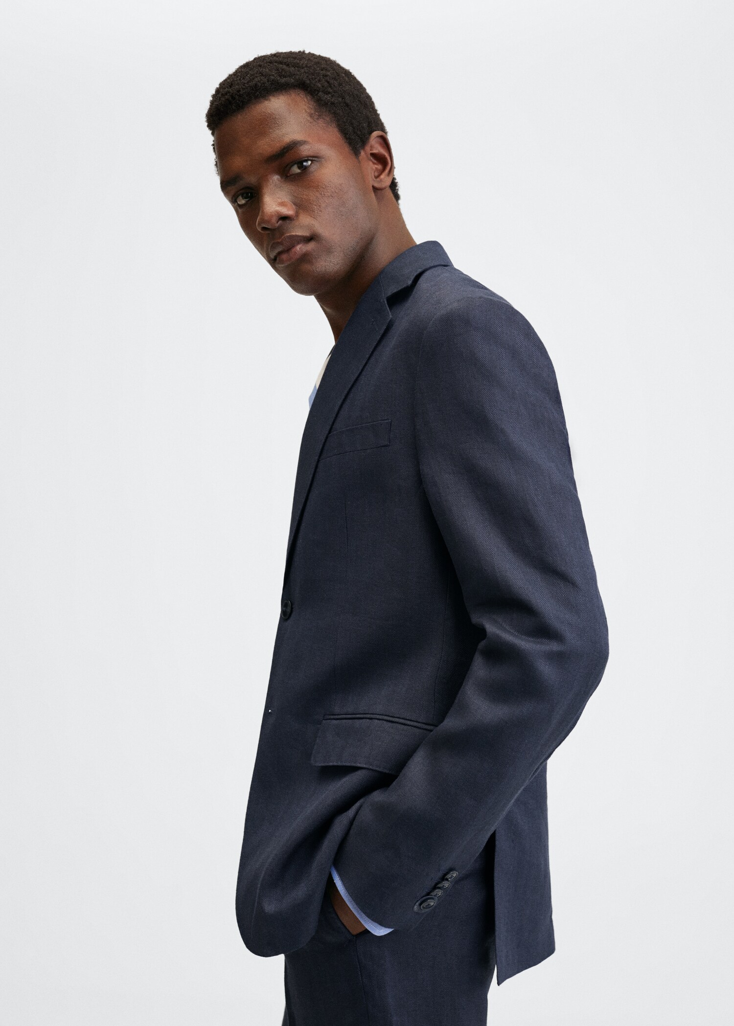 Slim fit linen suit blazer - Details of the article 2
