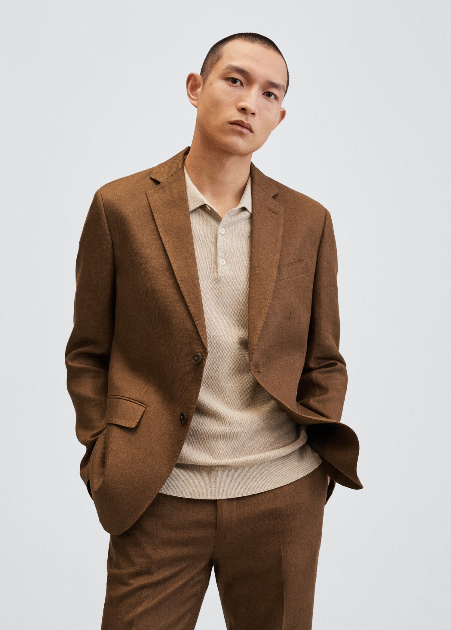 Slim fit linen suit blazer - Medium plane