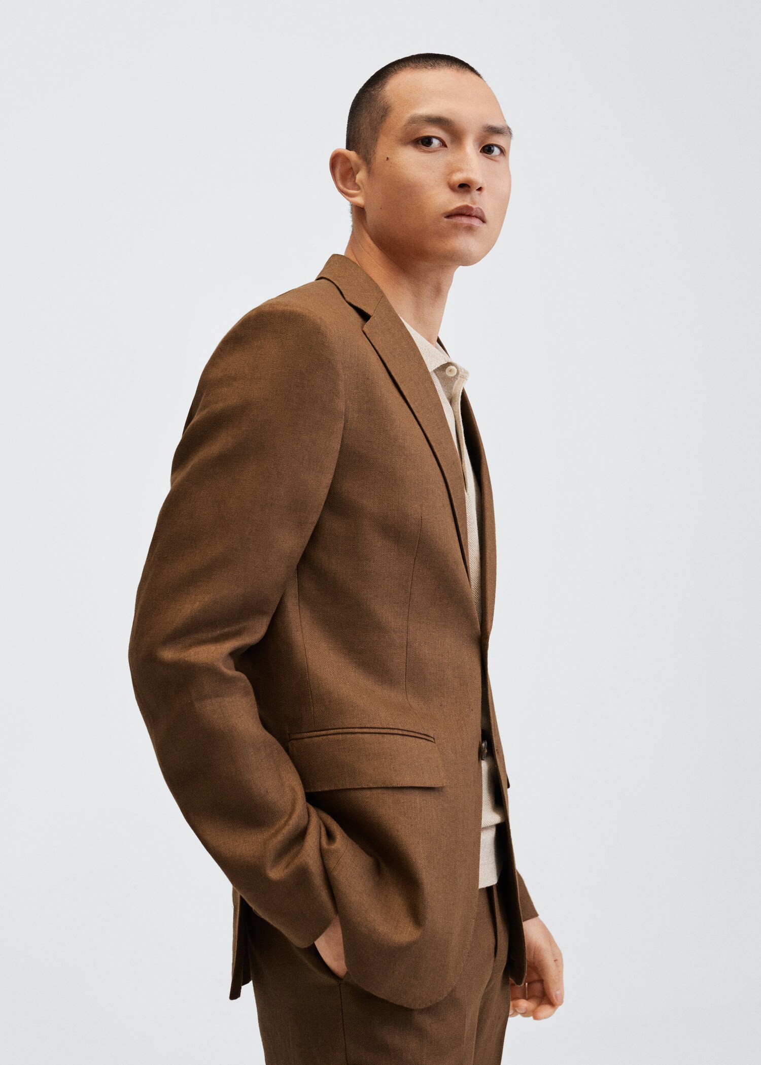 Slim fit linen suit blazer - Details of the article 1