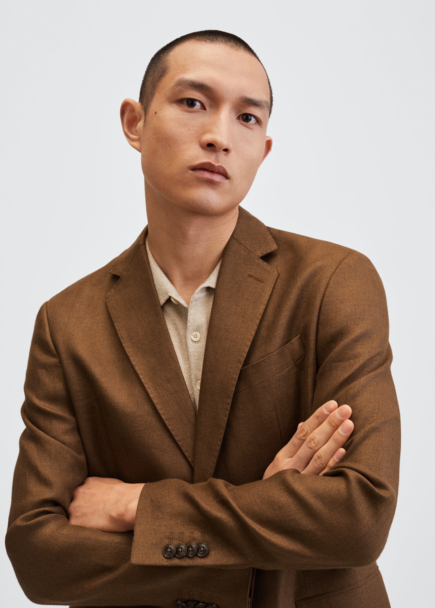 Slim fit linen suit blazer - Details of the article 2