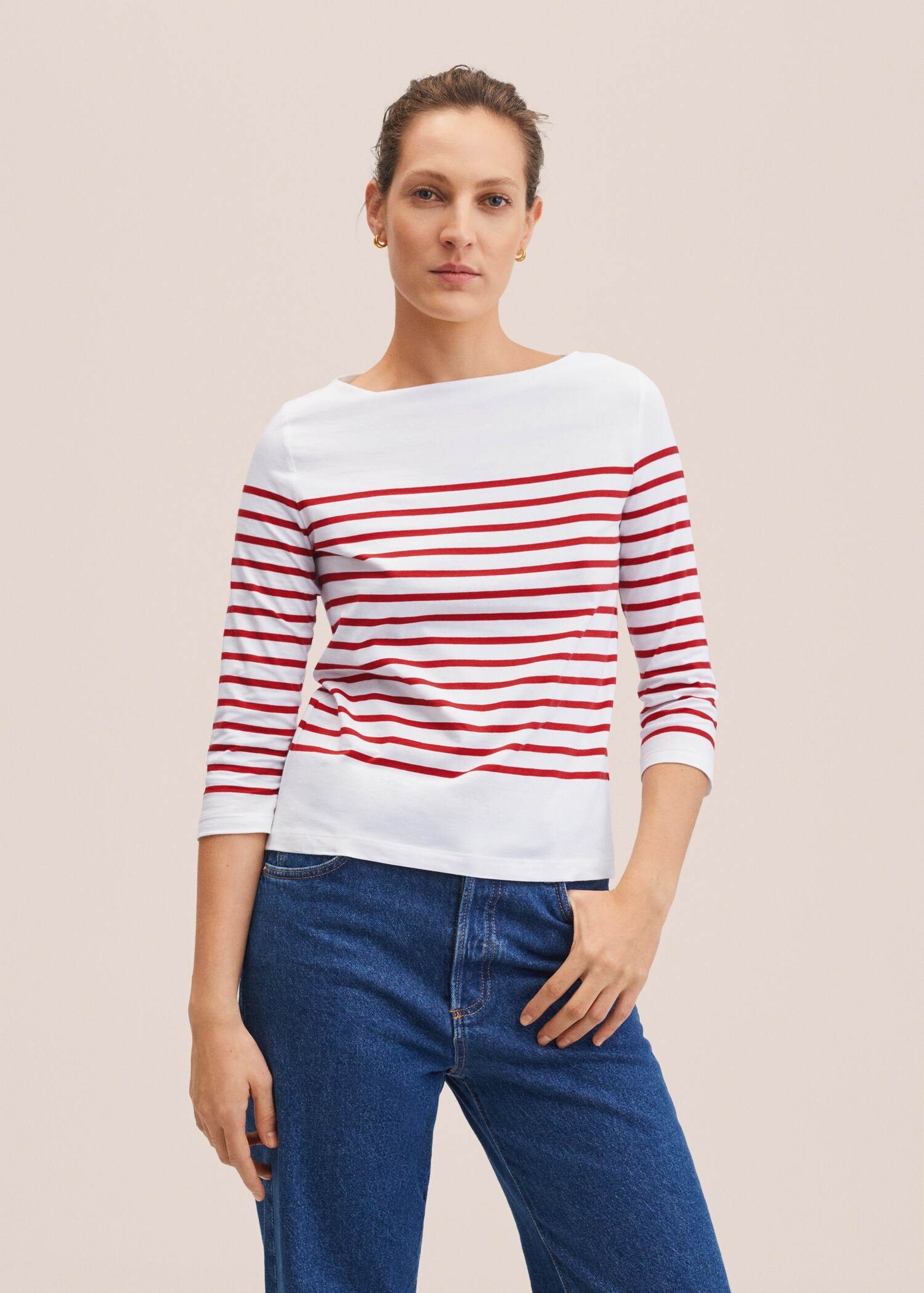 Camiseta algodón rayas - Plano medio