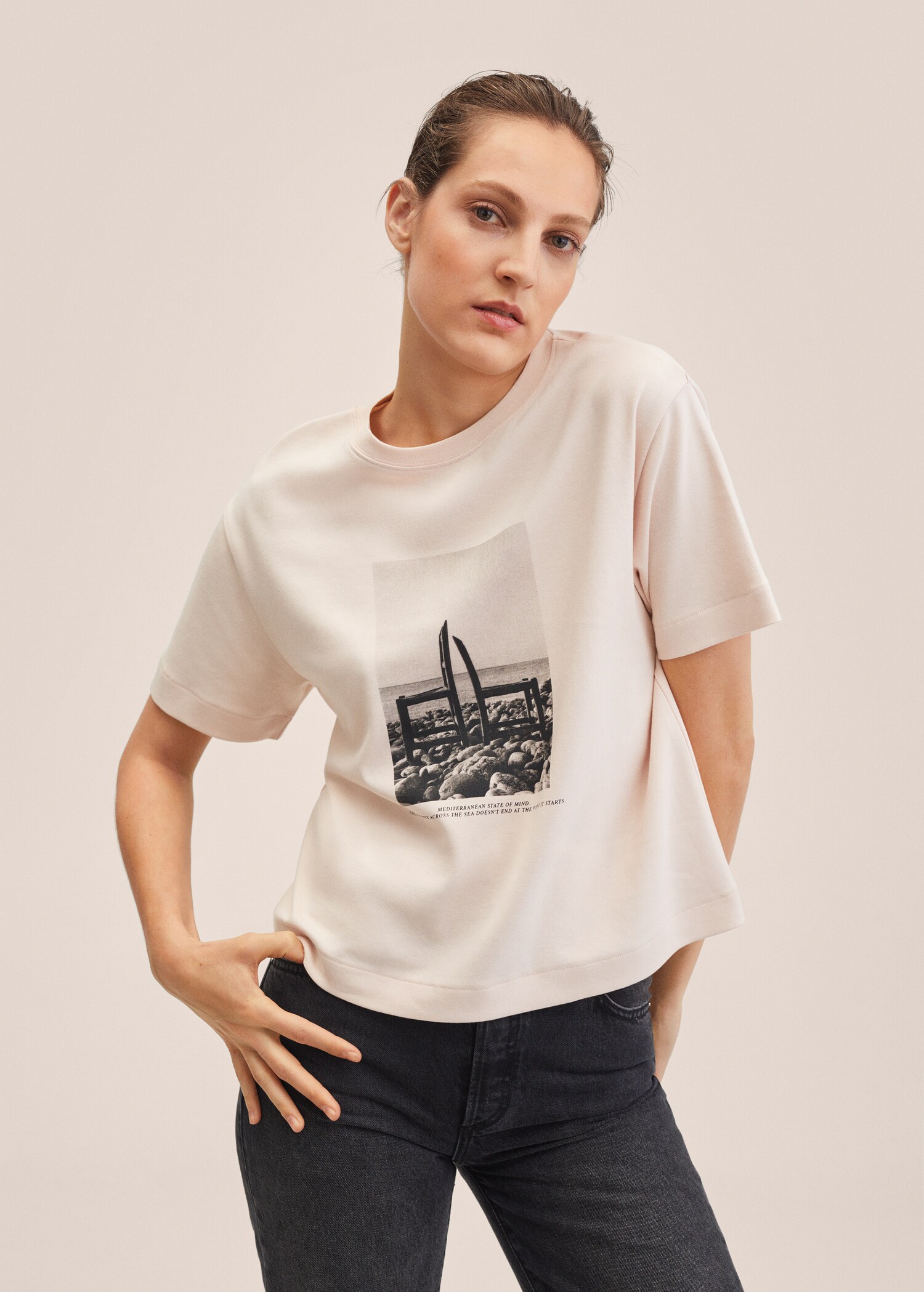 Camiseta algodón estampada - Plano medio
