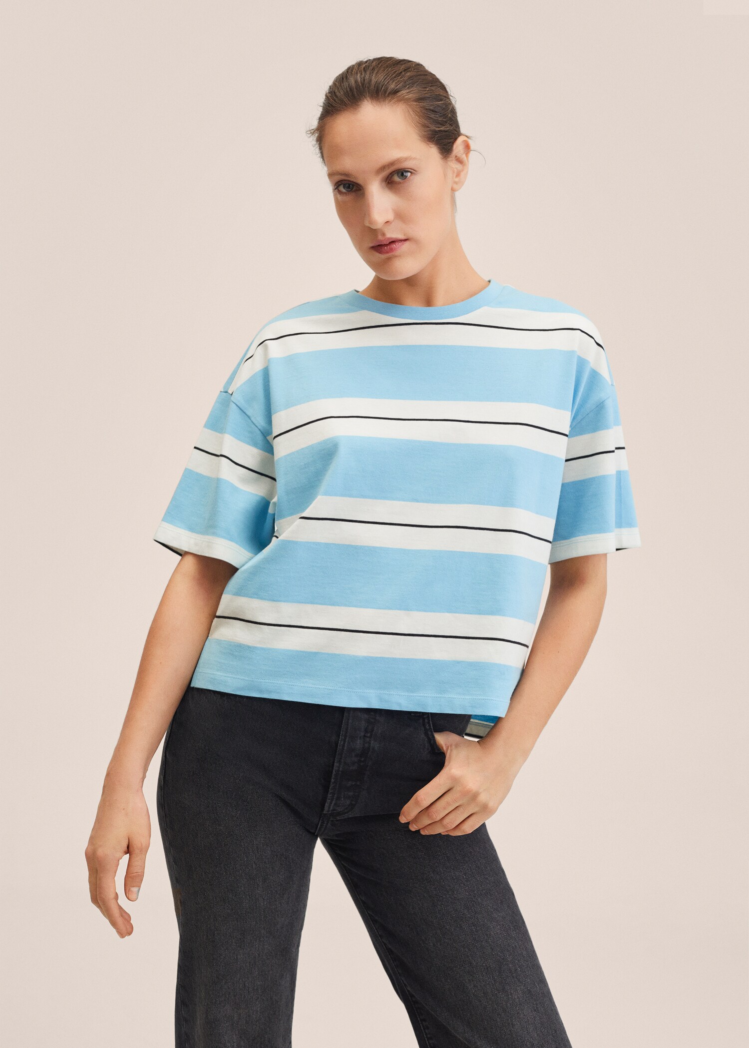 Camiseta algodón rayas - Plano medio
