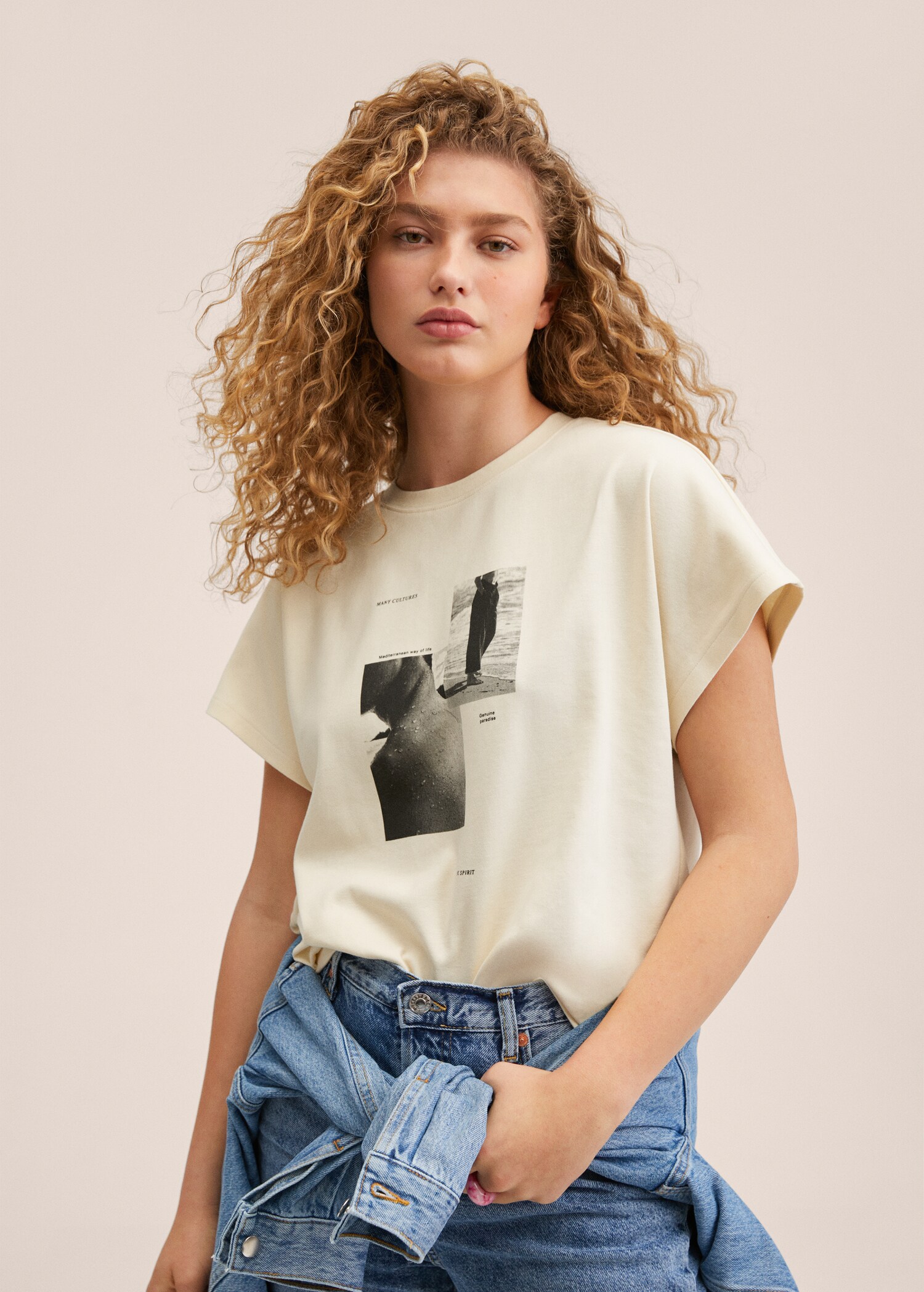 Camiseta algodón estampada - Plano medio