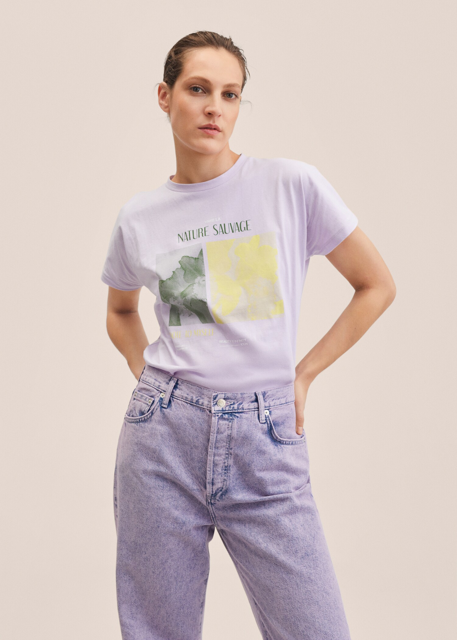 Camiseta algodón estampada - Plano medio
