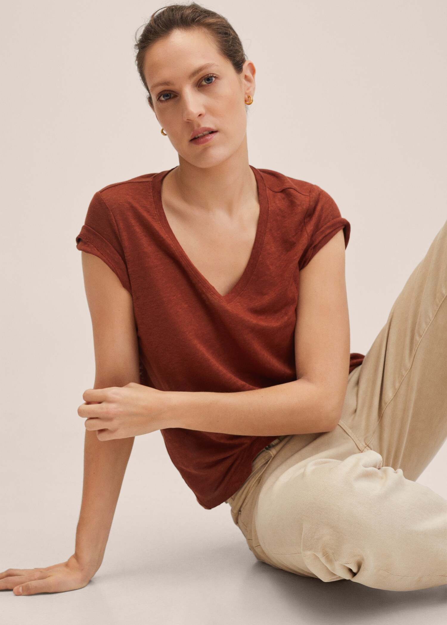 100% linen t-shirt - Details of the article 1