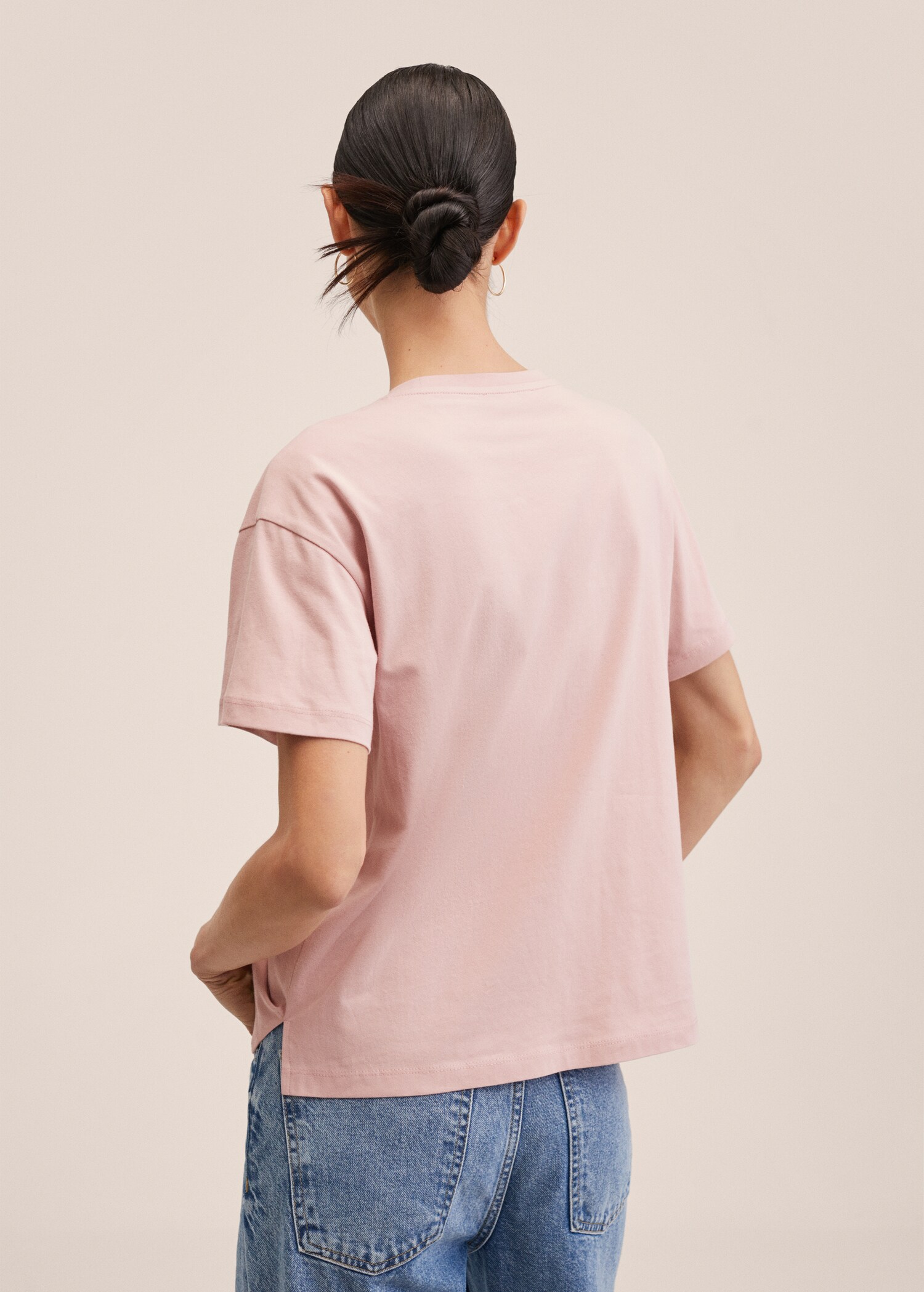 Embroidered detail cotton T-shirt - Reverse of the article