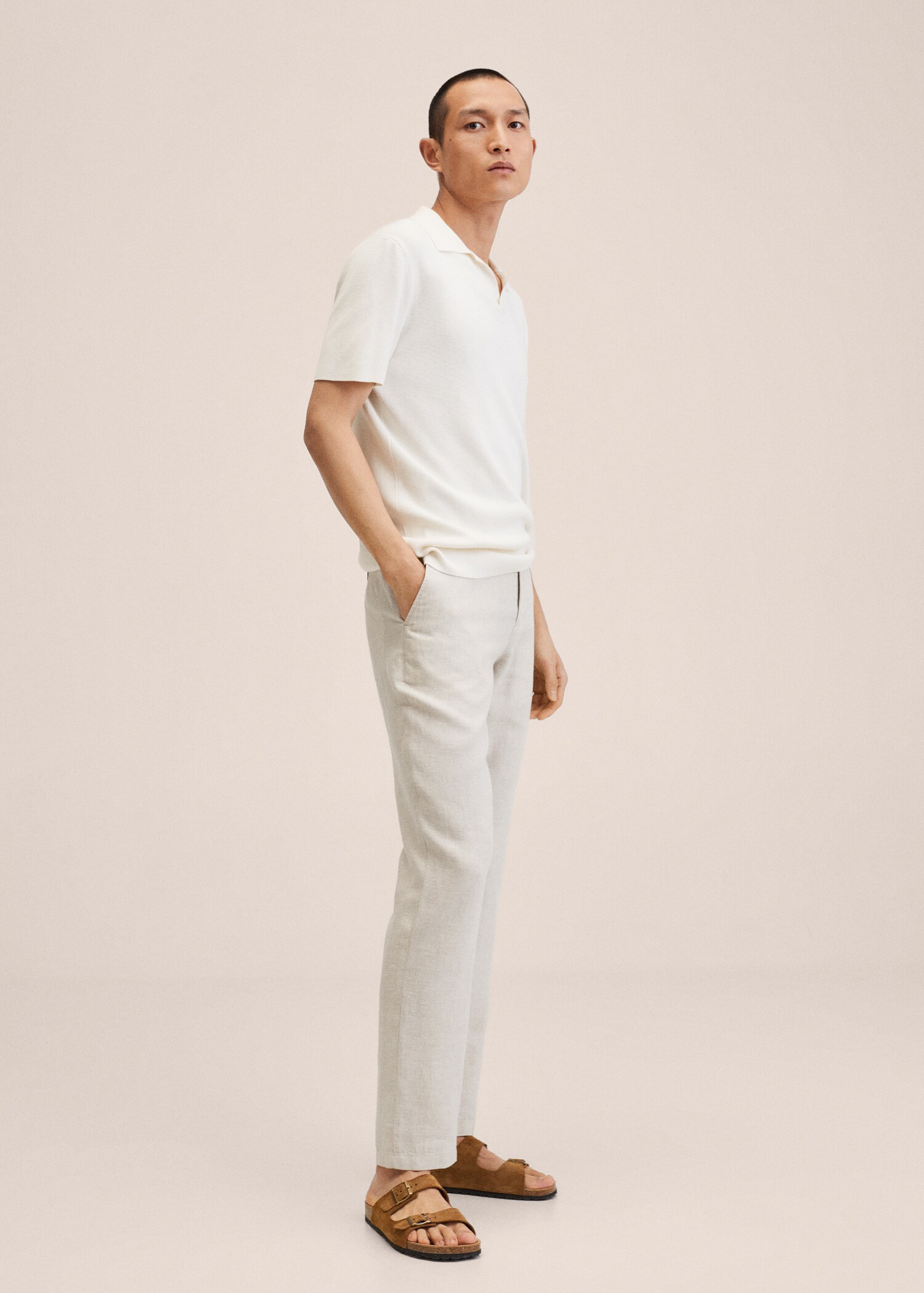 Slim fit linen trousers - Details of the article 2