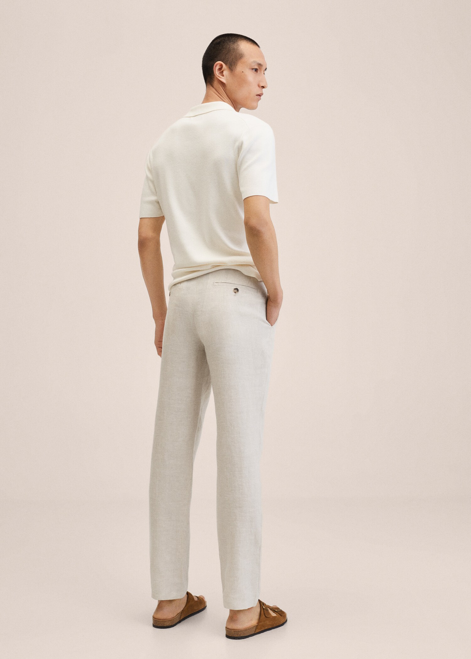 Slim fit linen trousers - Reverse of the article