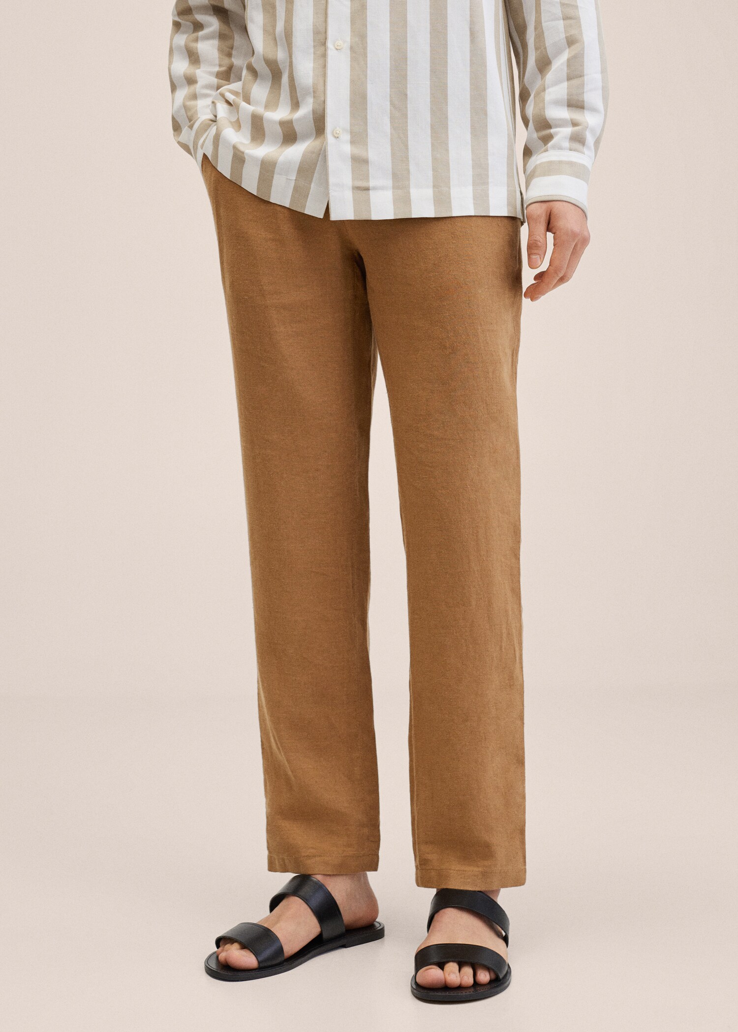 Slim fit linen trousers - Medium plane