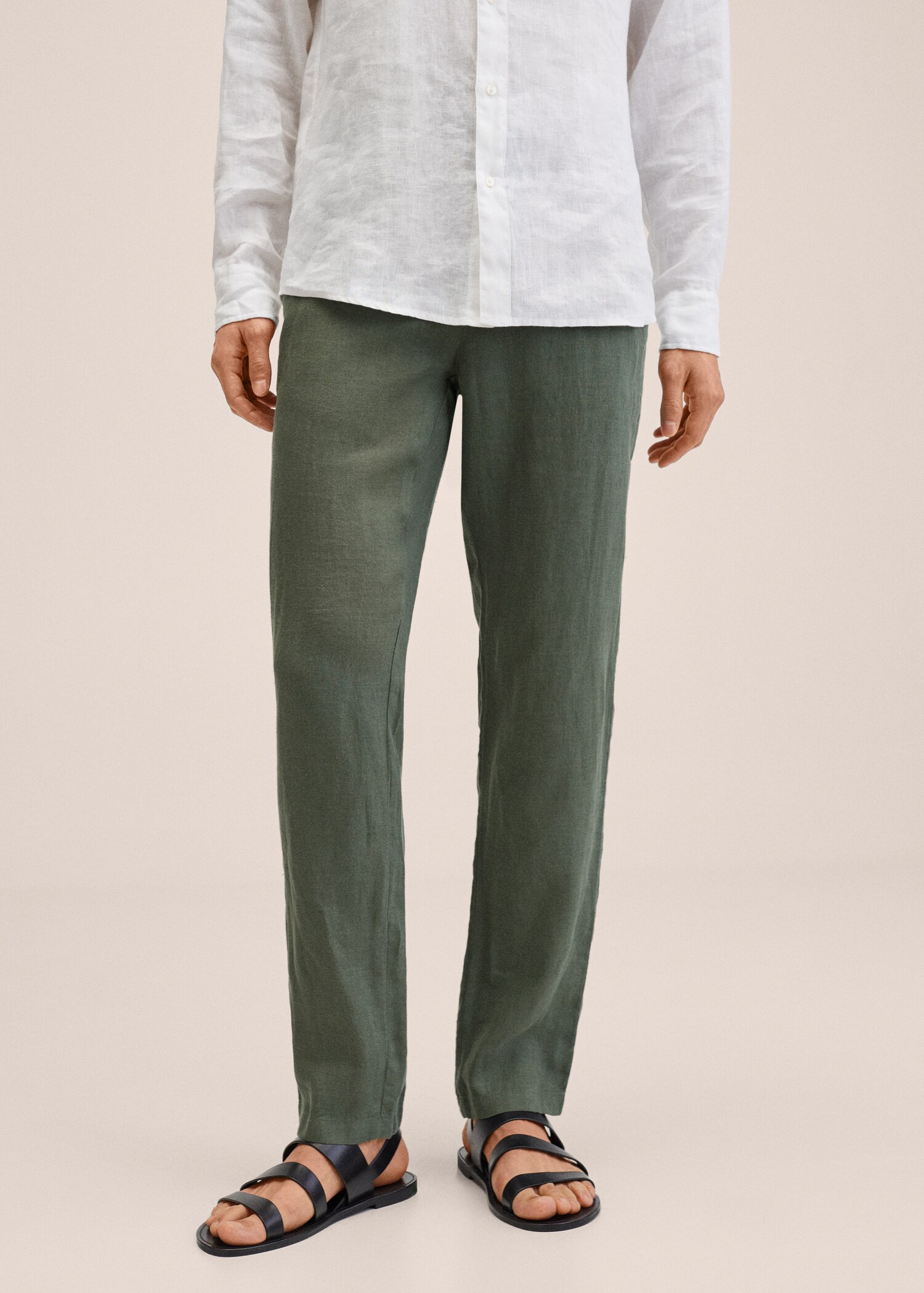 Slim fit linen trousers - Medium plane