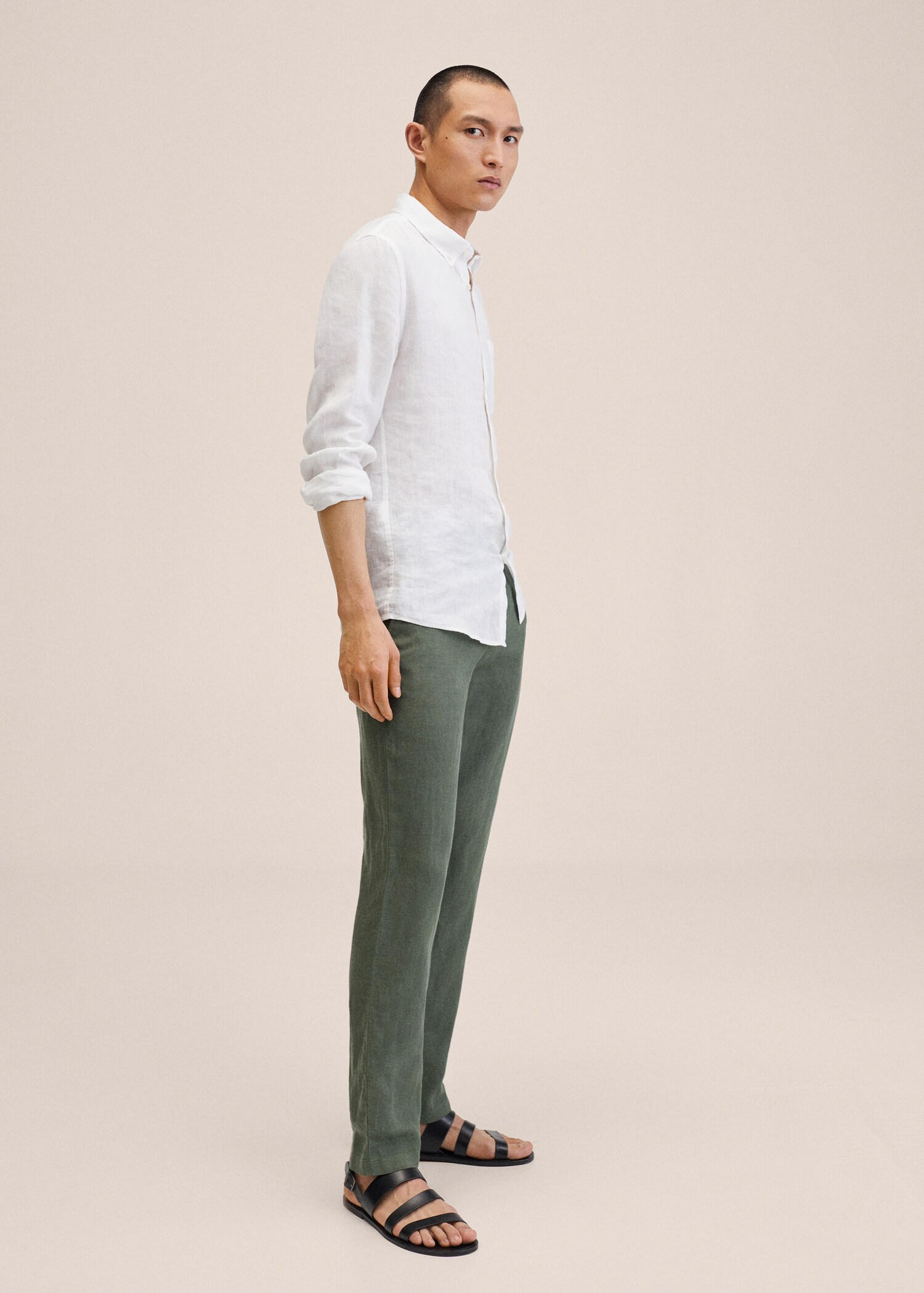 Slim fit linen trousers - Details of the article 2