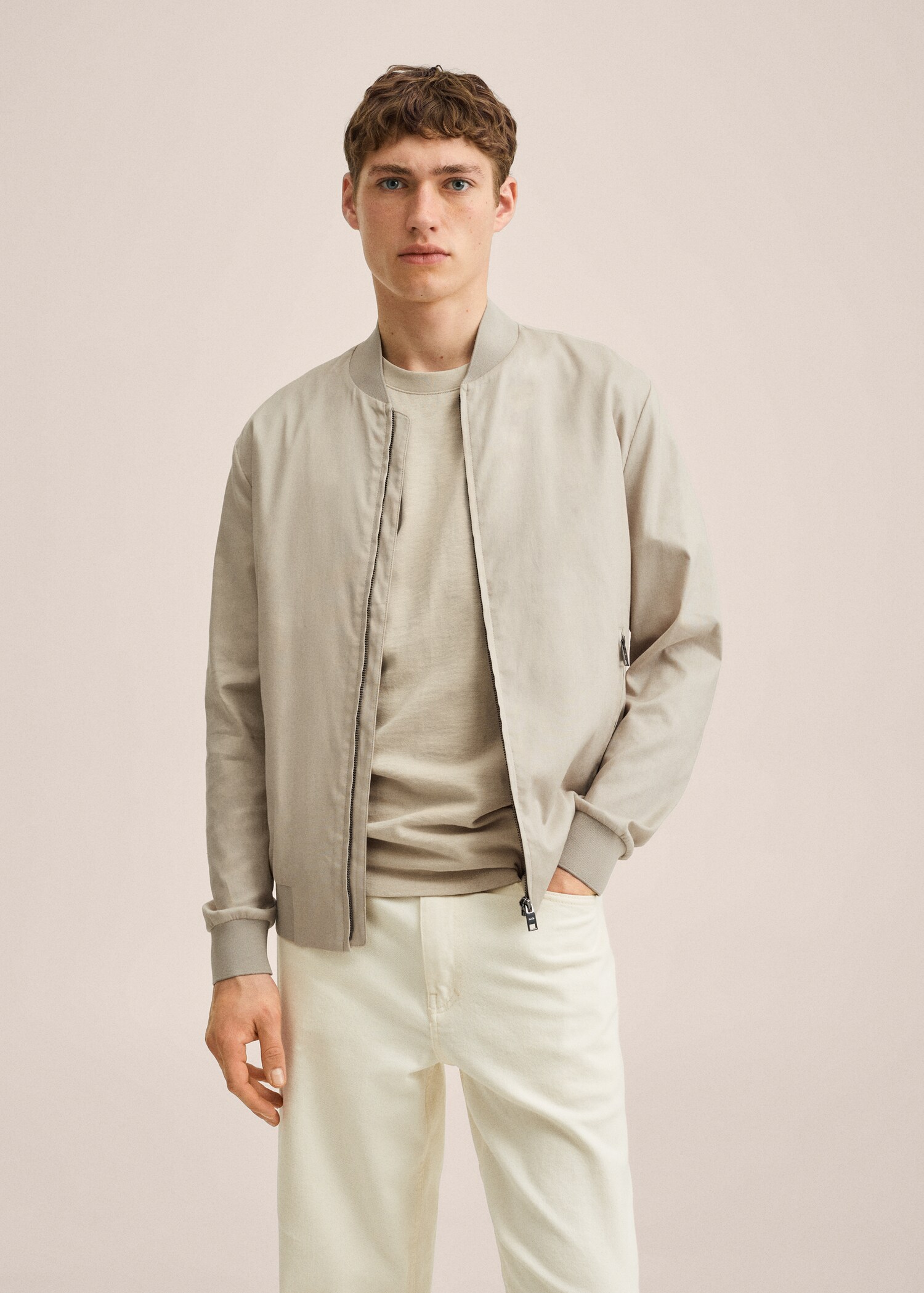 Chaqueta bomber lyocell lino - Plano medio