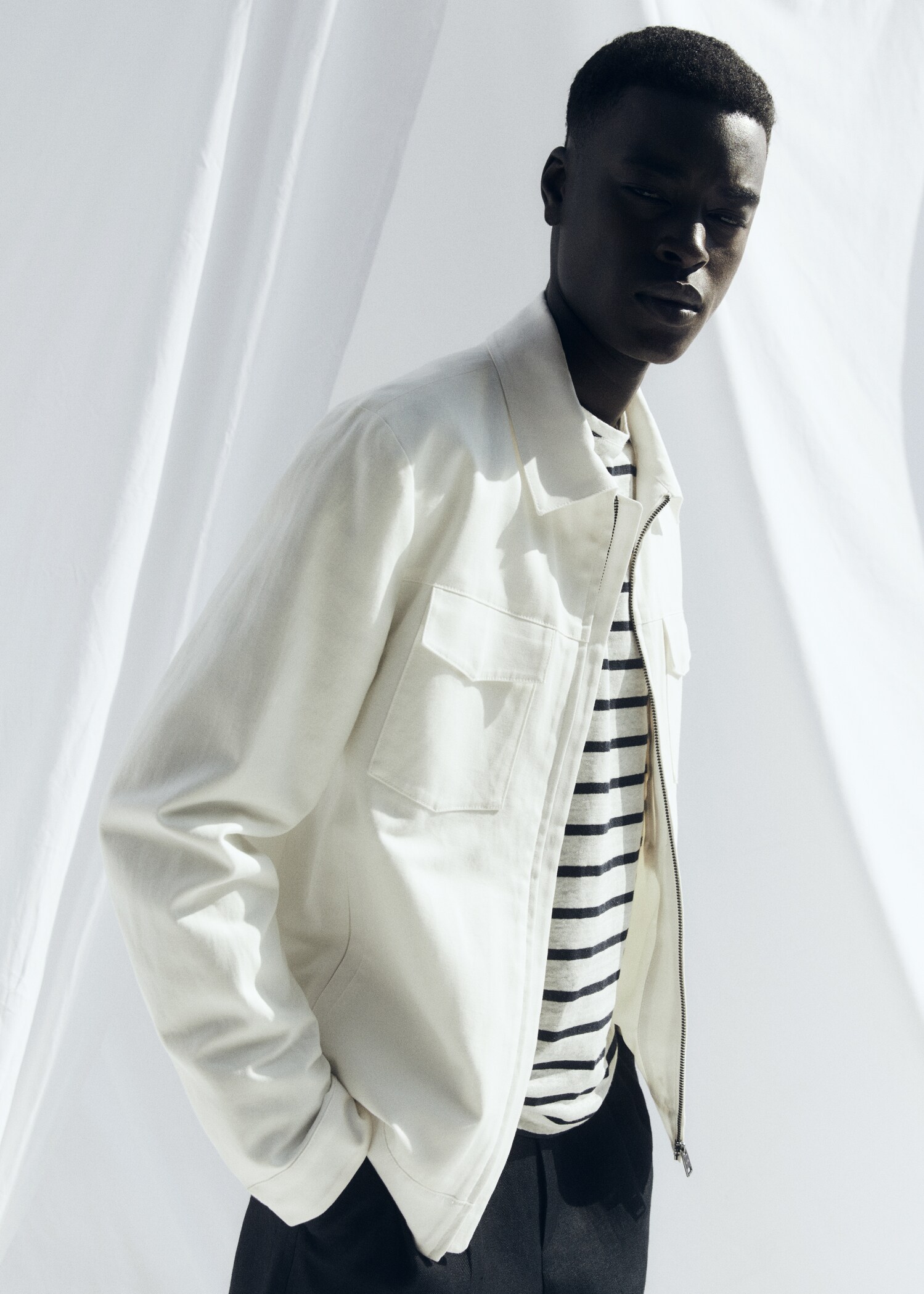 Zipper linen cotton jacket - Details of the article 5