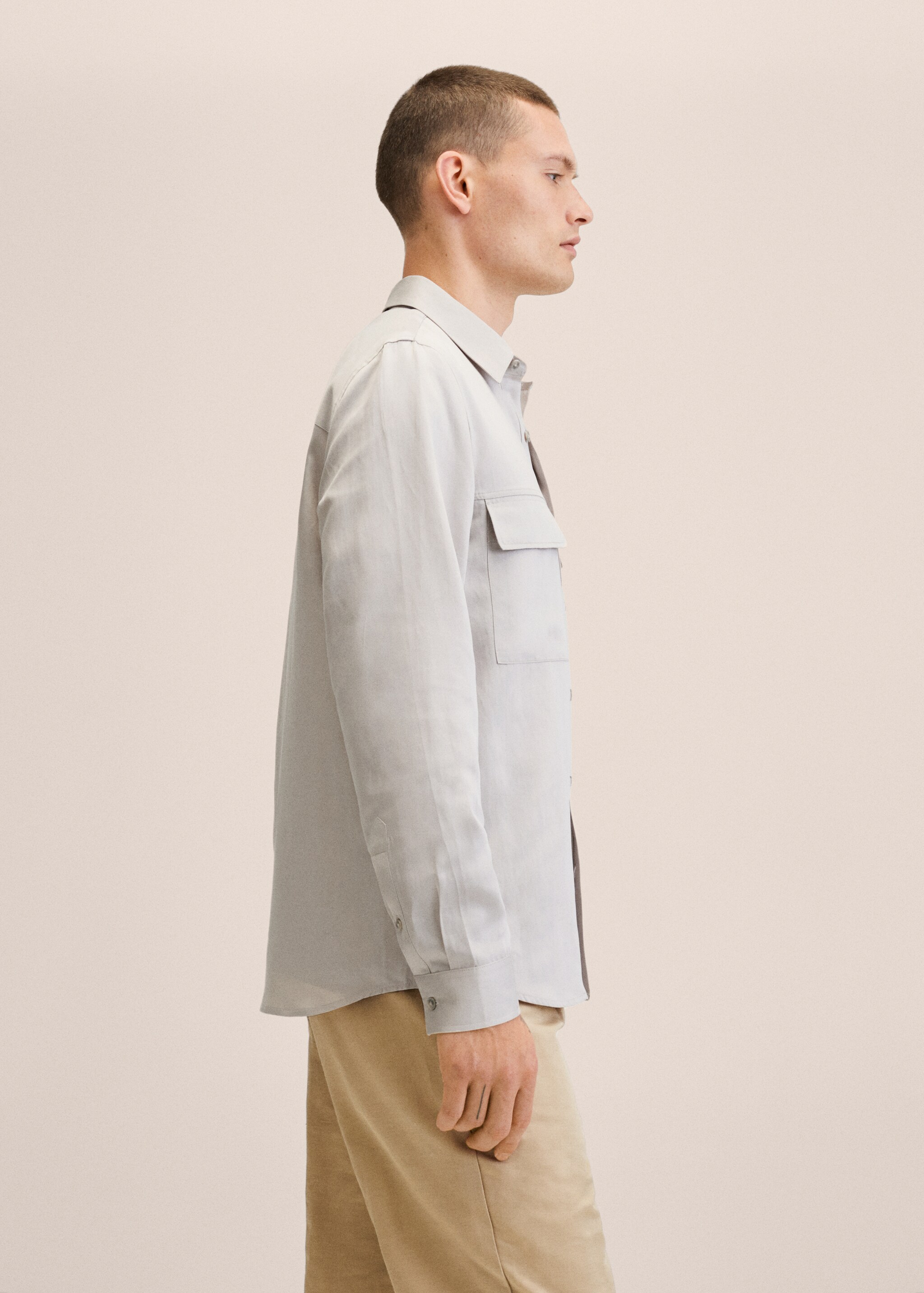Lyocell linen overshirt with pockets - Details of the article 2