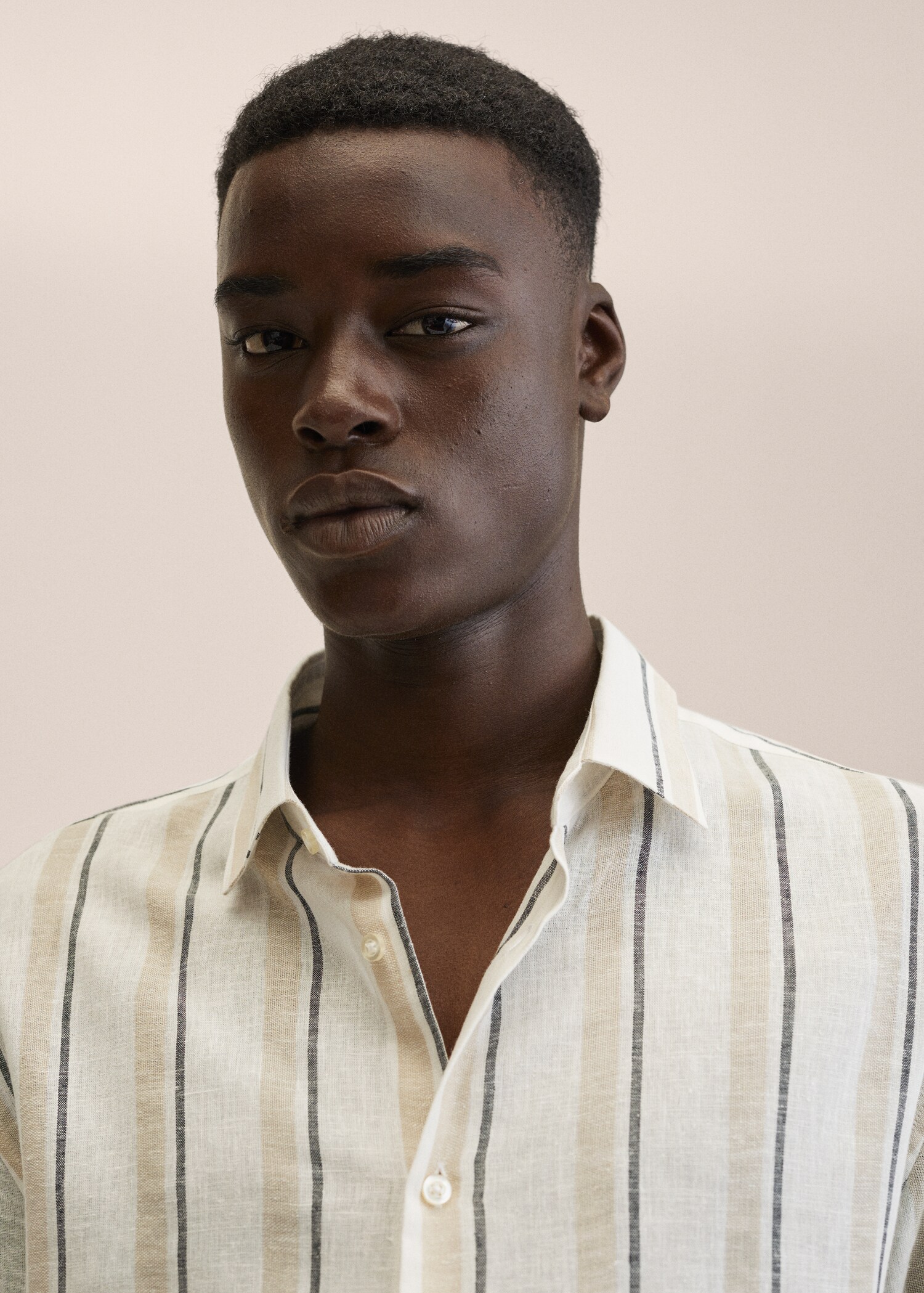 100% linen striped shirt - Details of the article 1