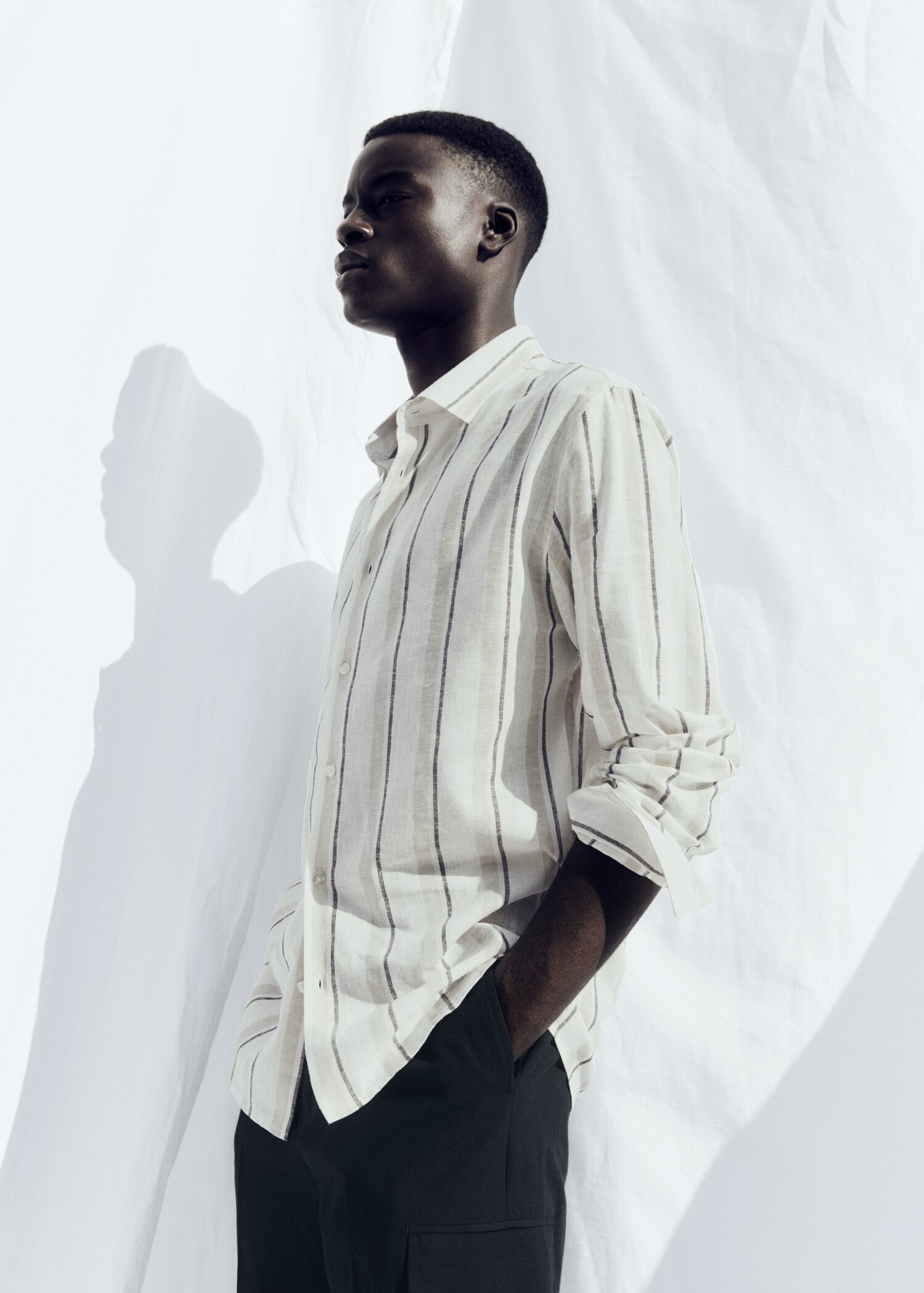 100% linen striped shirt - Details of the article 5