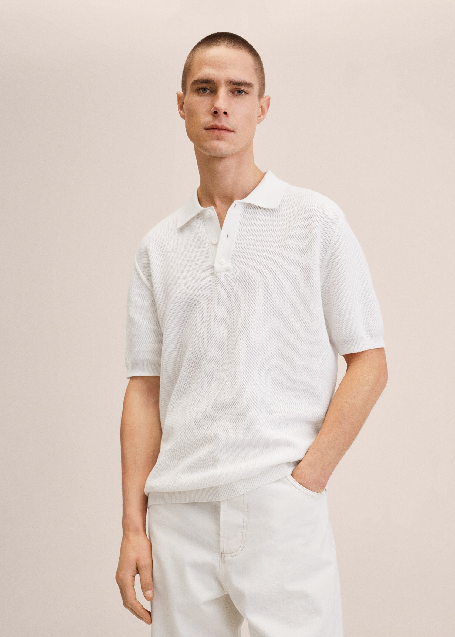 Textured cotton polo shirt - Medium plane
