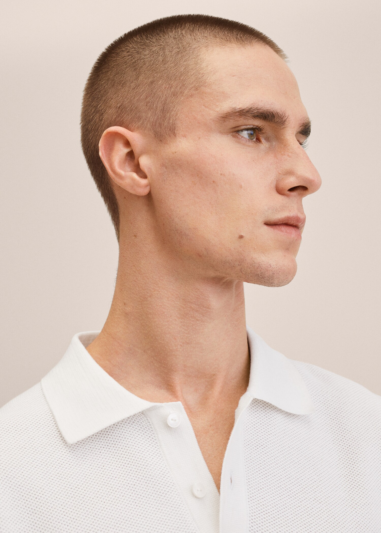 Textured cotton polo shirt - Details of the article 1