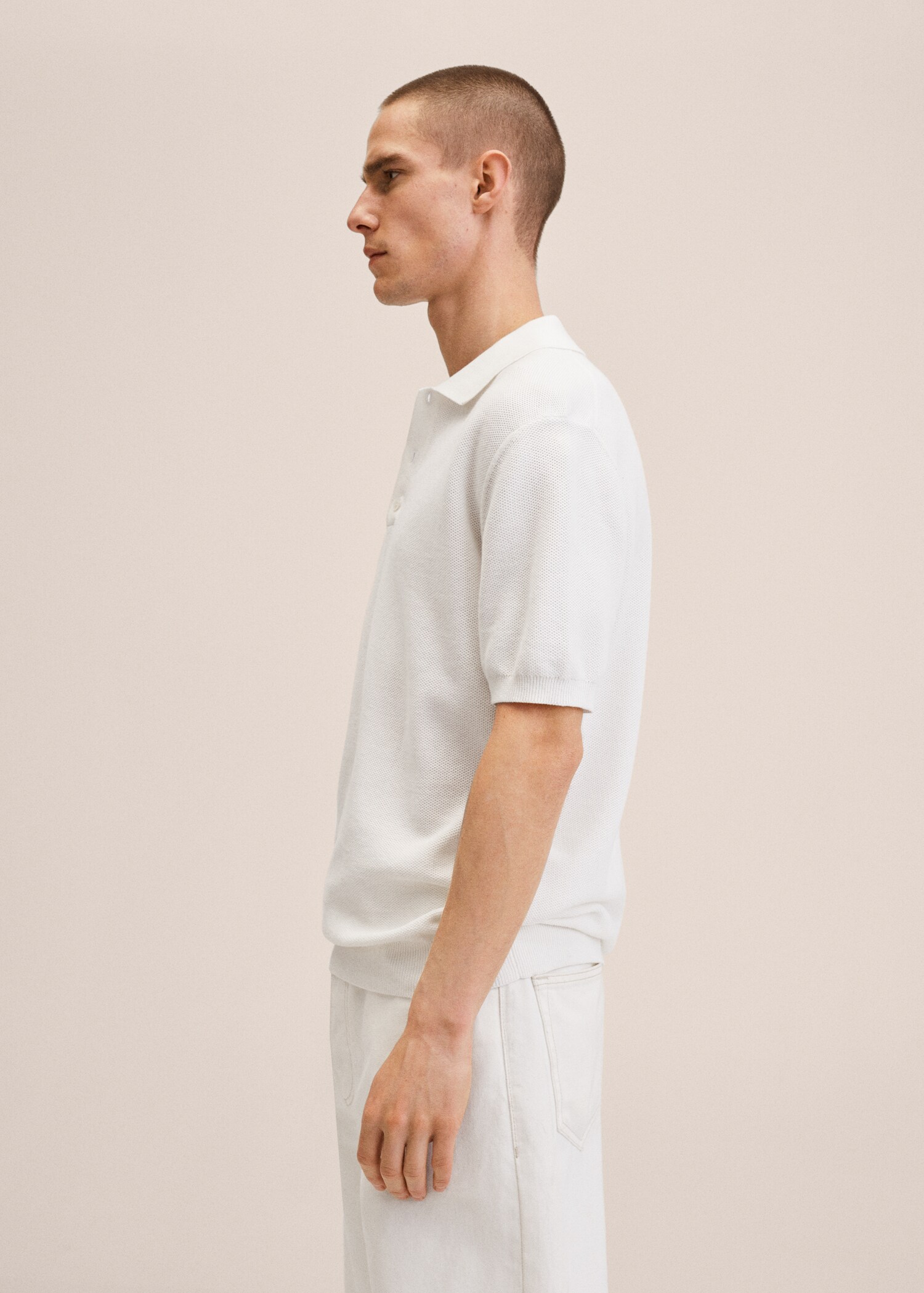 Textured cotton polo shirt - Details of the article 2