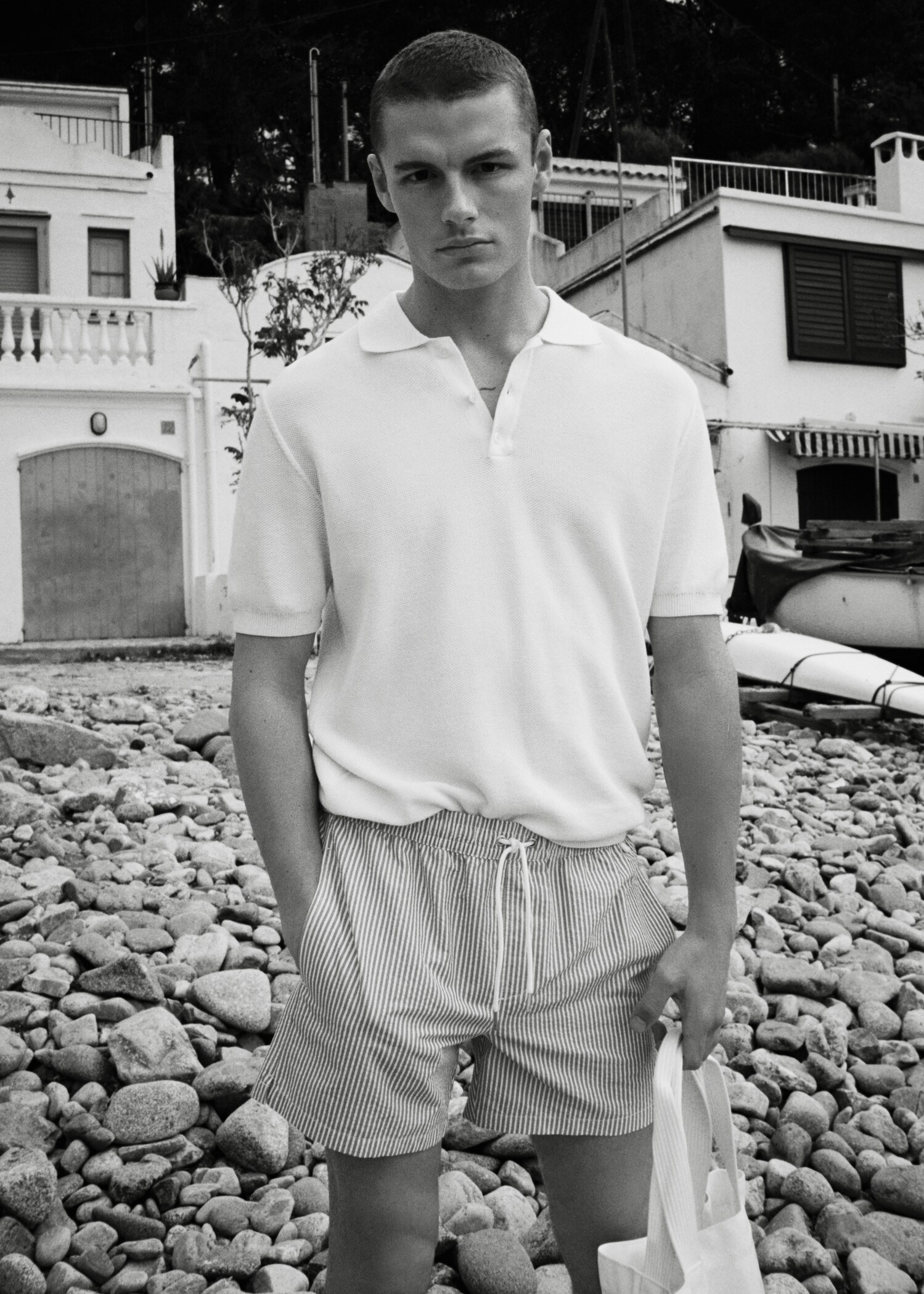 Textured cotton polo shirt - Details of the article 6