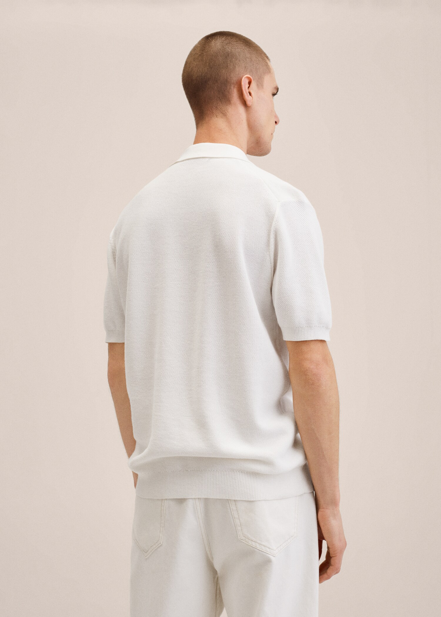Textured cotton polo shirt - Reverse of the article