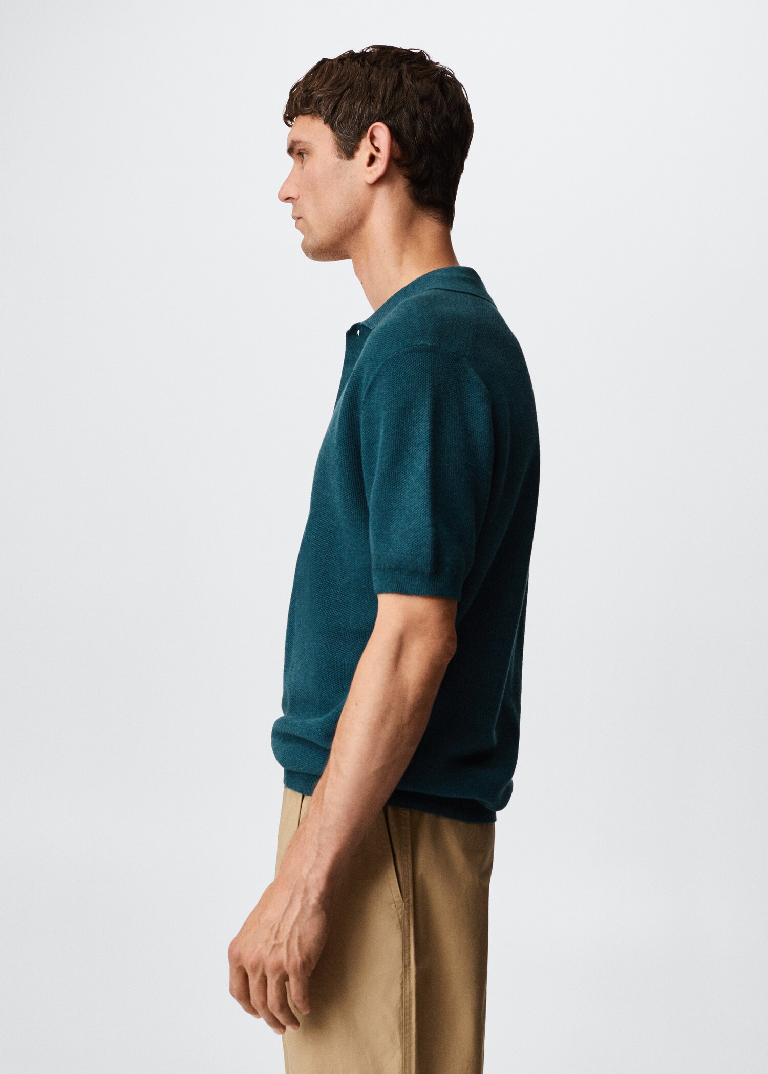 Textured cotton polo shirt - Details of the article 2