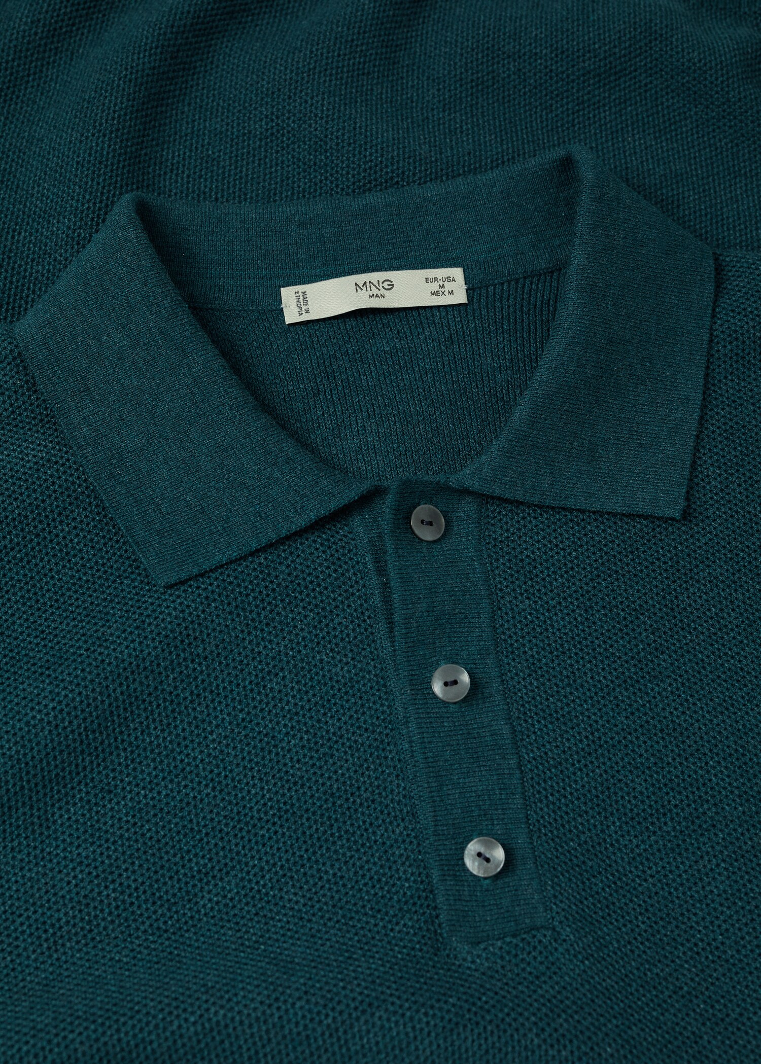 Textured cotton polo shirt - Details of the article 7