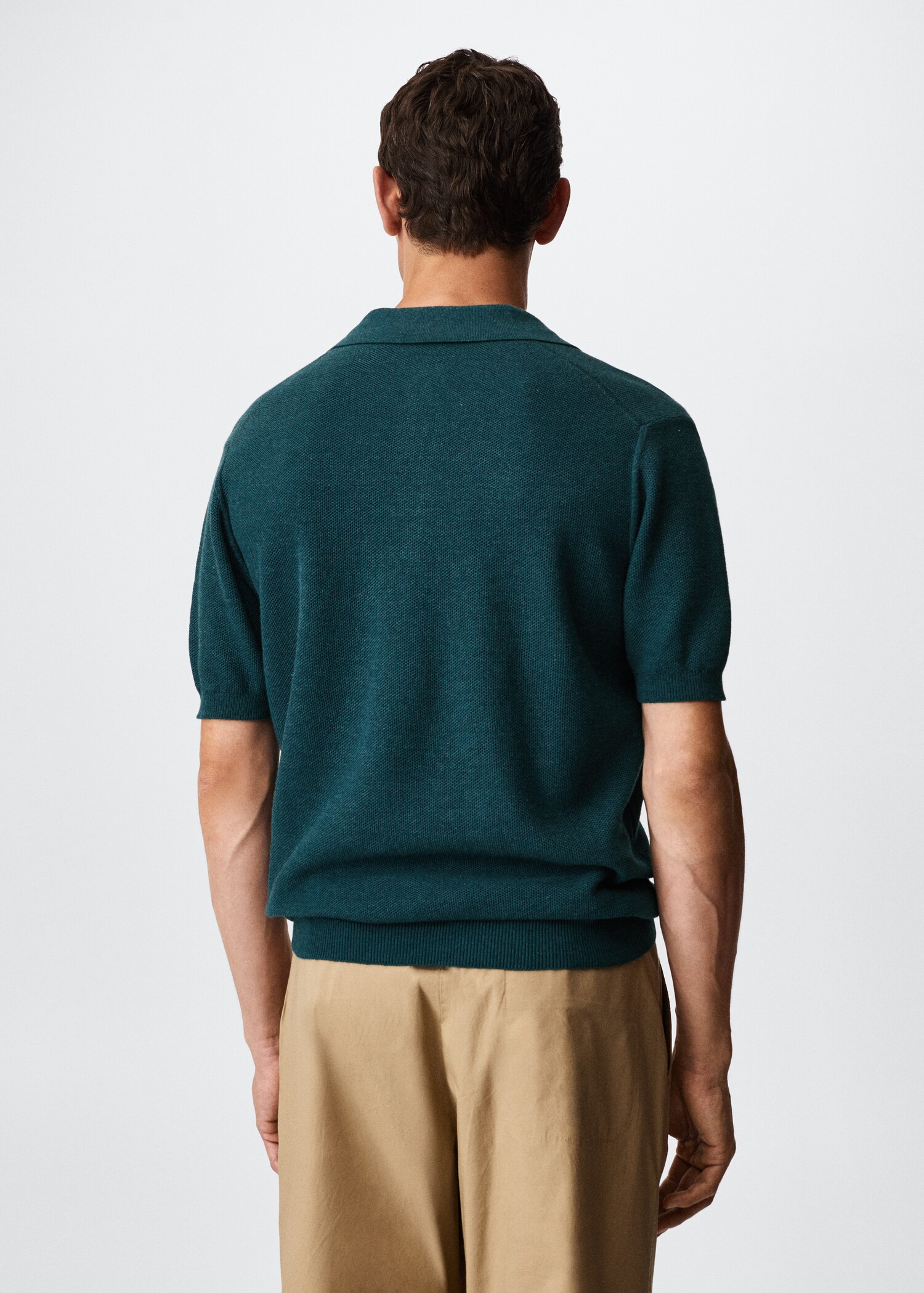Textured cotton polo shirt - Reverse of the article