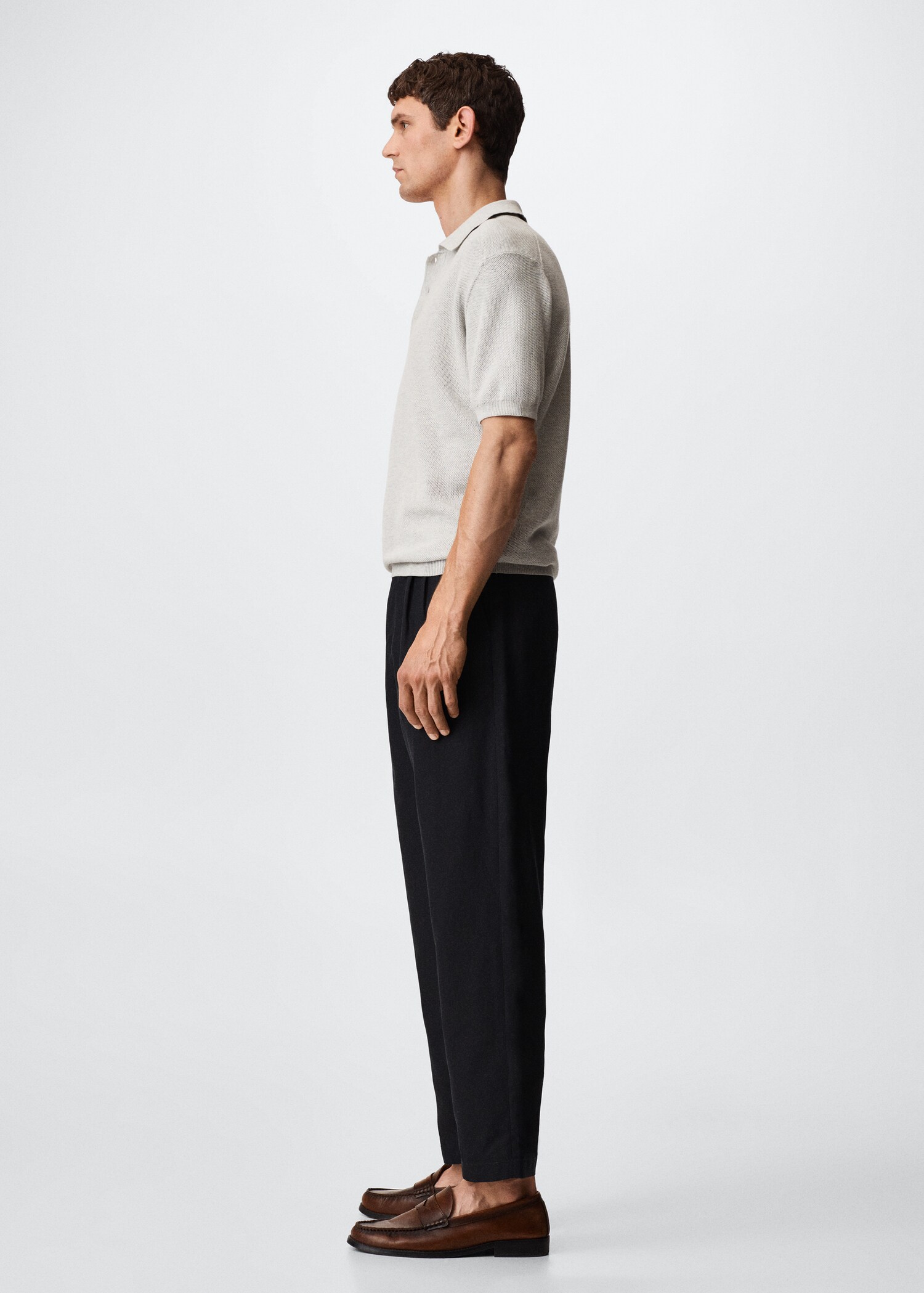 Textured cotton polo shirt - Details of the article 2