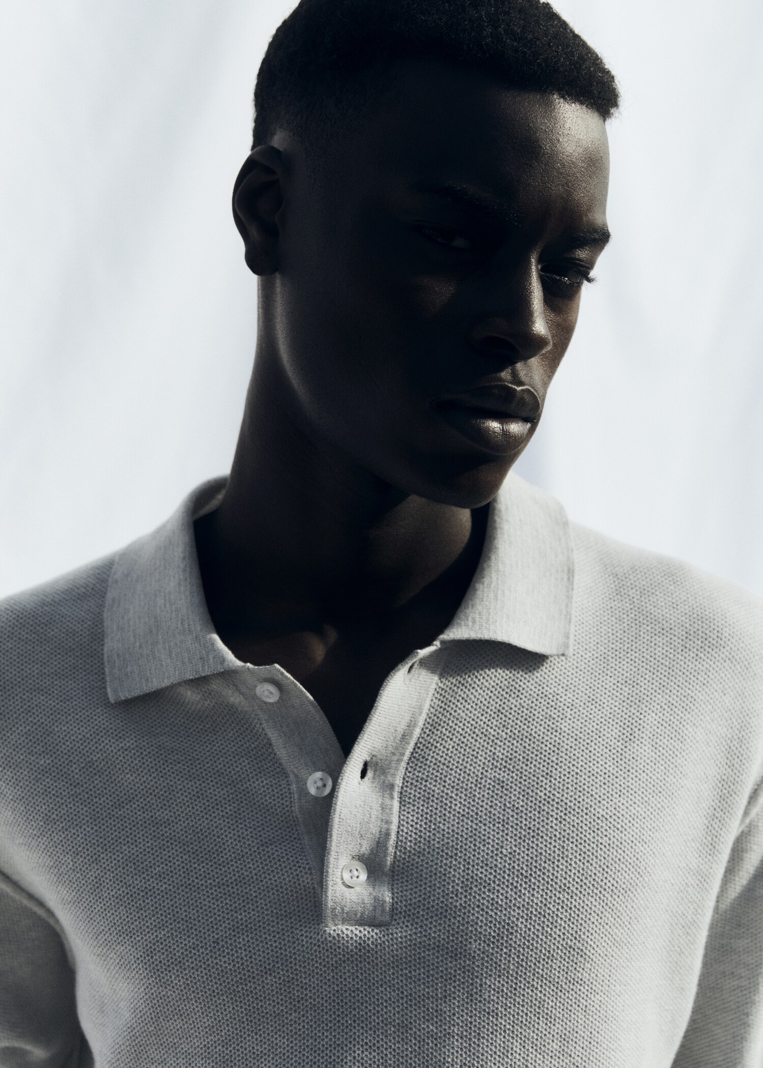 Textured cotton polo shirt - Details of the article 5