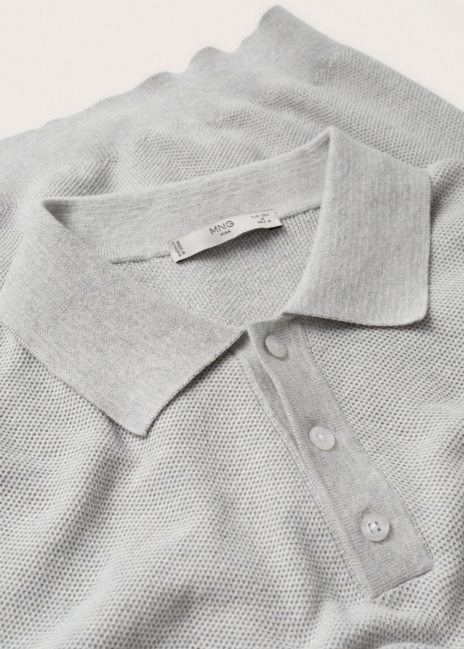 Textured cotton polo shirt - Details of the article 8
