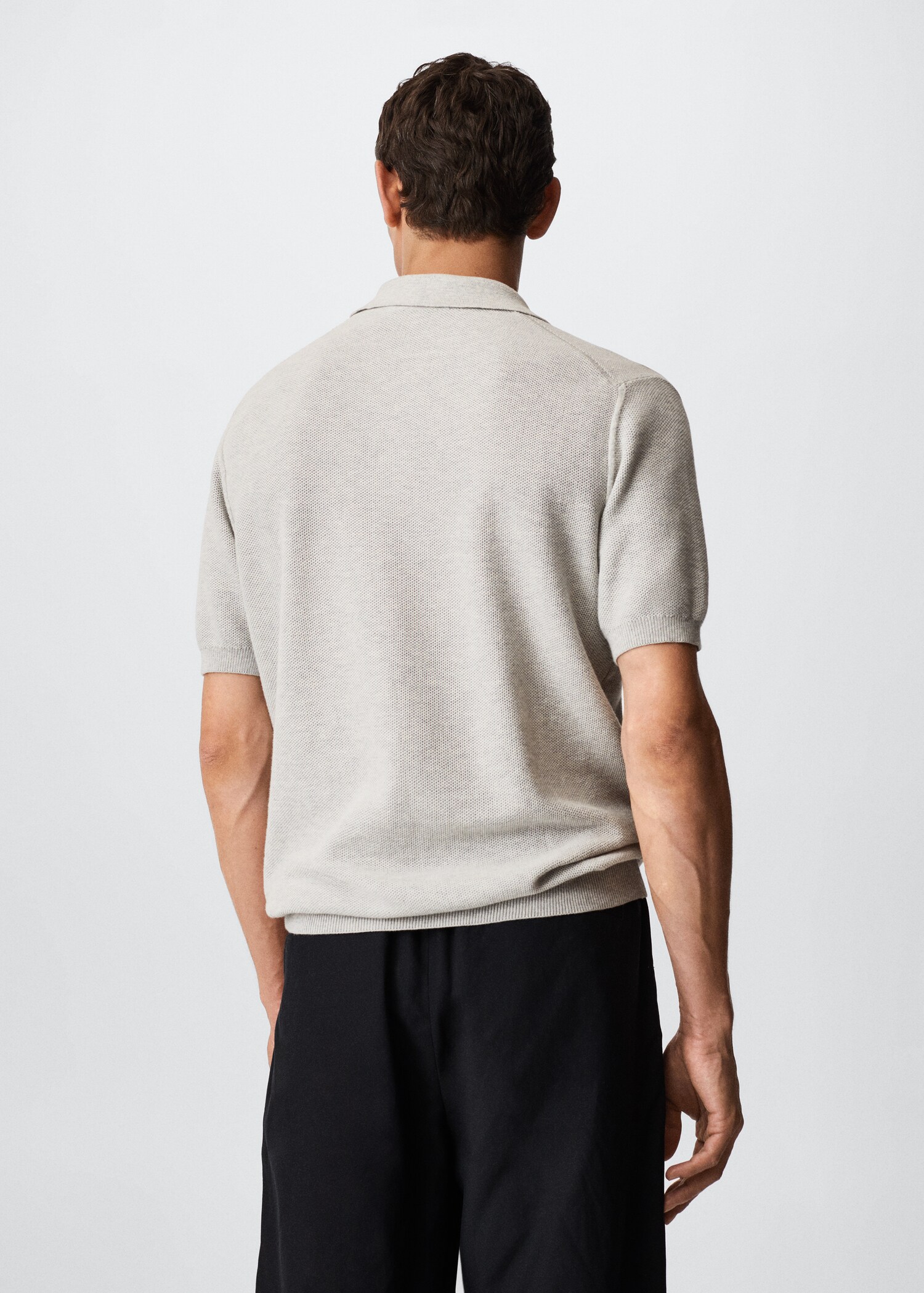 Textured cotton polo shirt - Reverse of the article