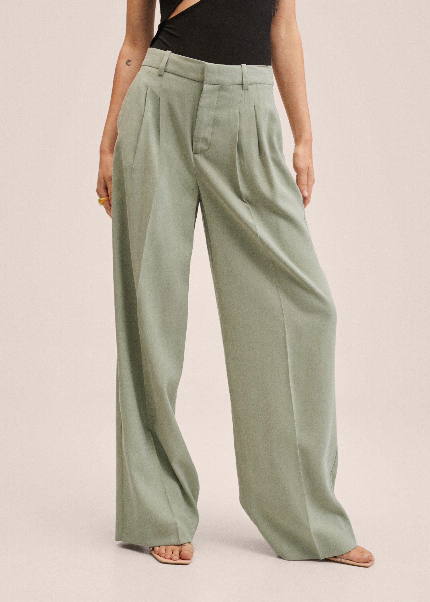 Wideleg pleated trousers - Medium plane