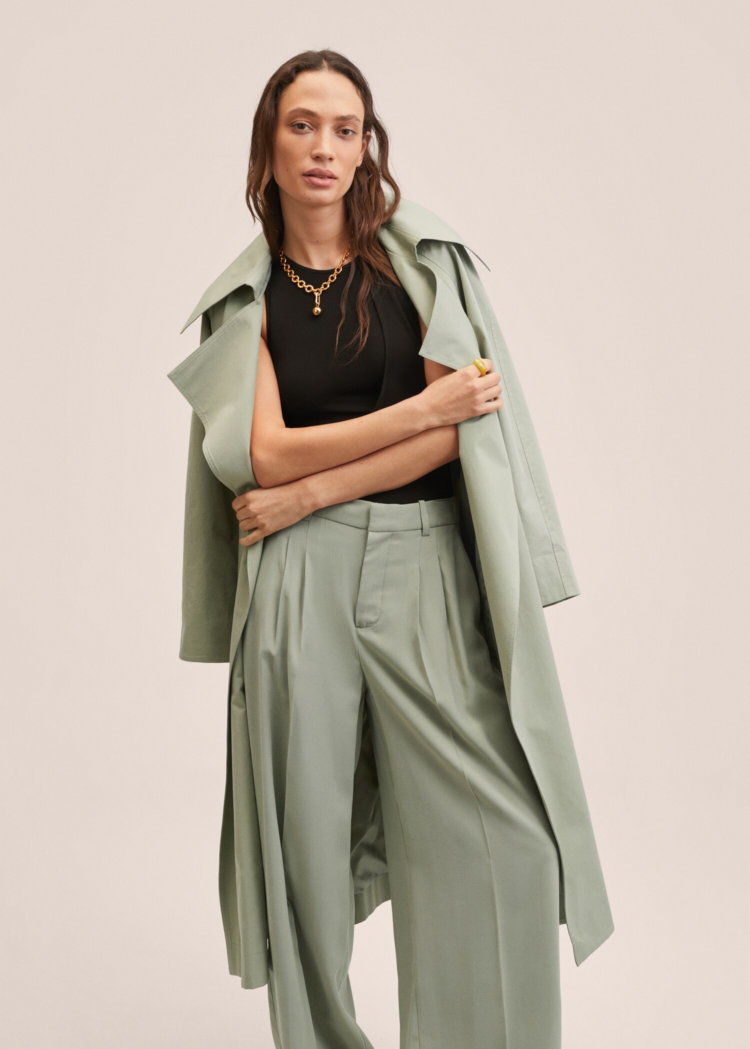 Wideleg pleated trousers - Details of the article 1