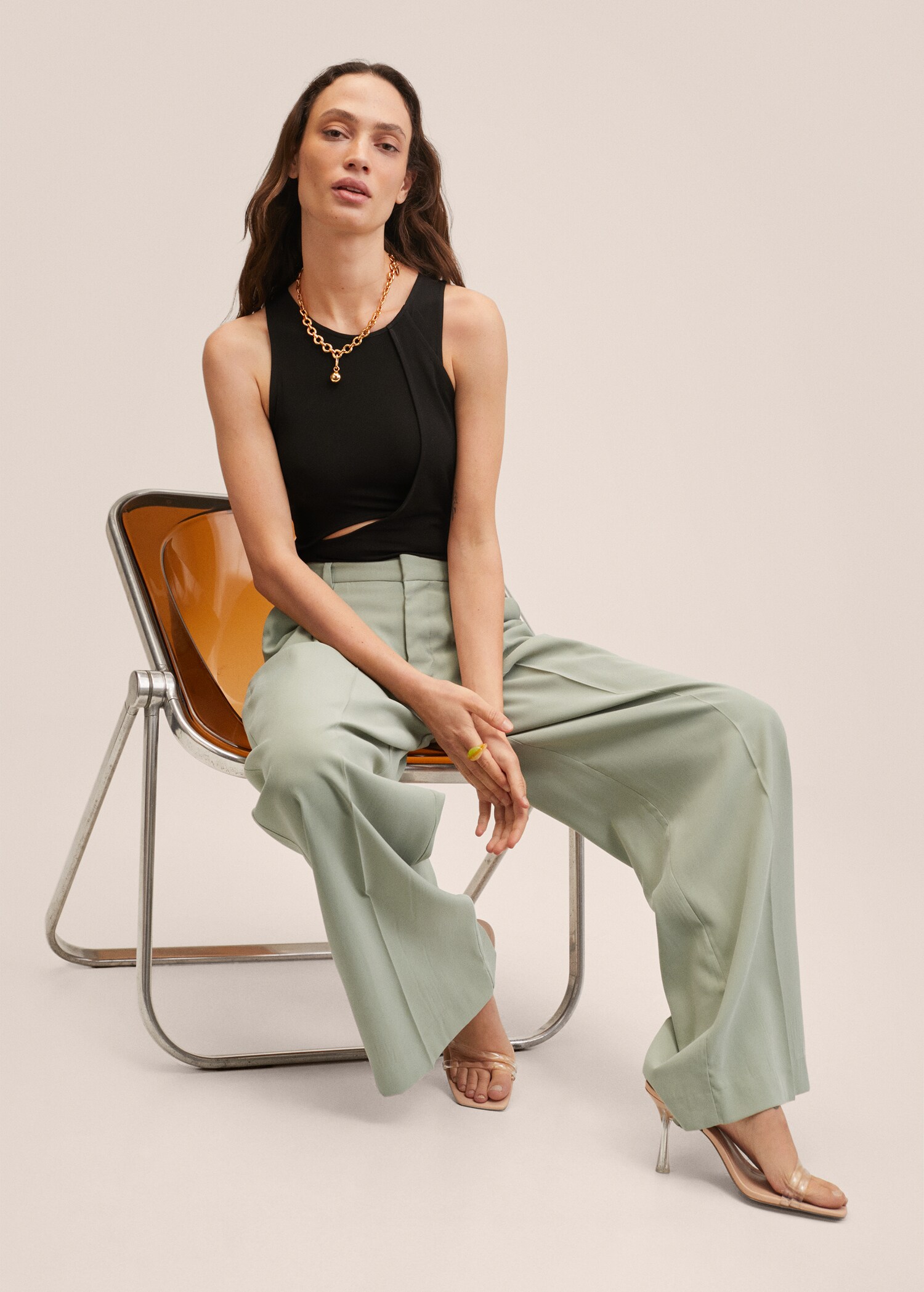 Wideleg pleated trousers - Details of the article 2