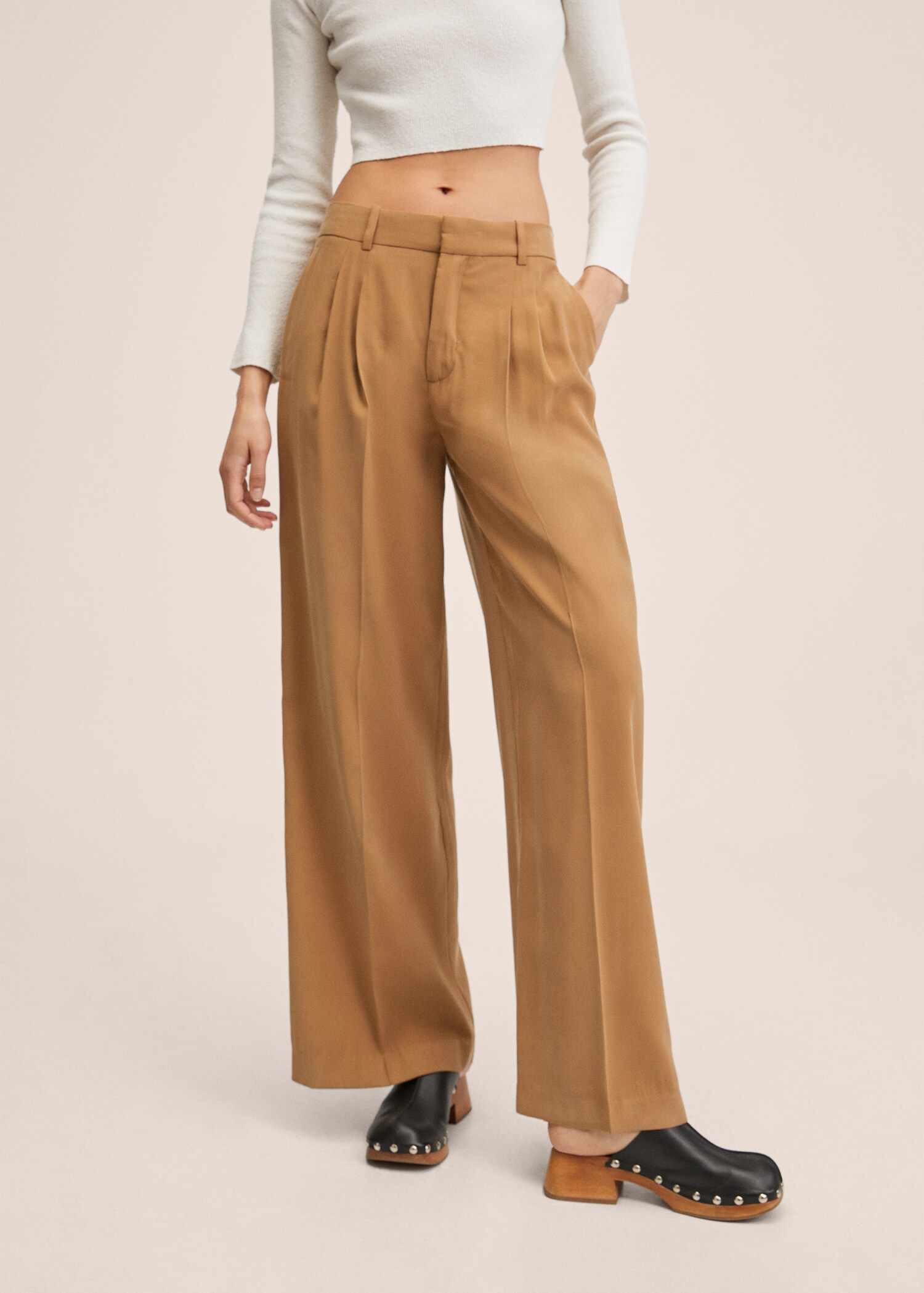 Wideleg pleated trousers - Medium plane