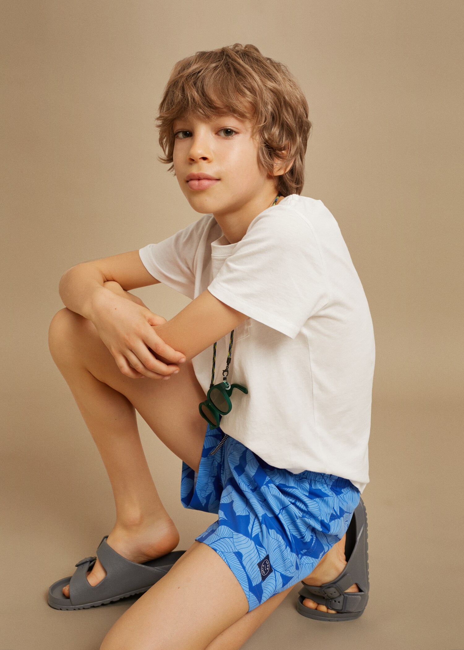 Leaf print swimming trunks - Medium plane