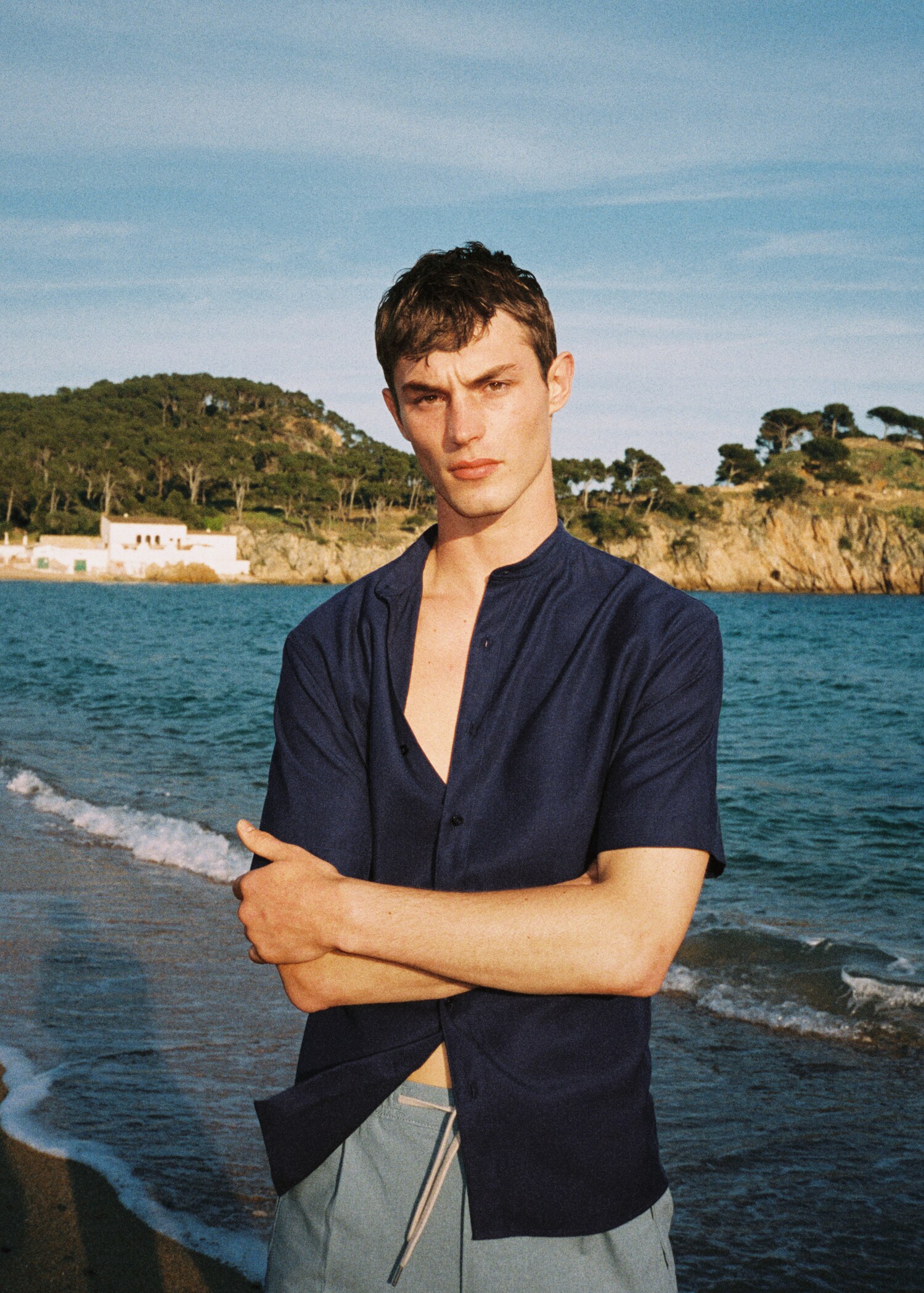 Linen lyocell shirt with mao collar - Details of the article 6