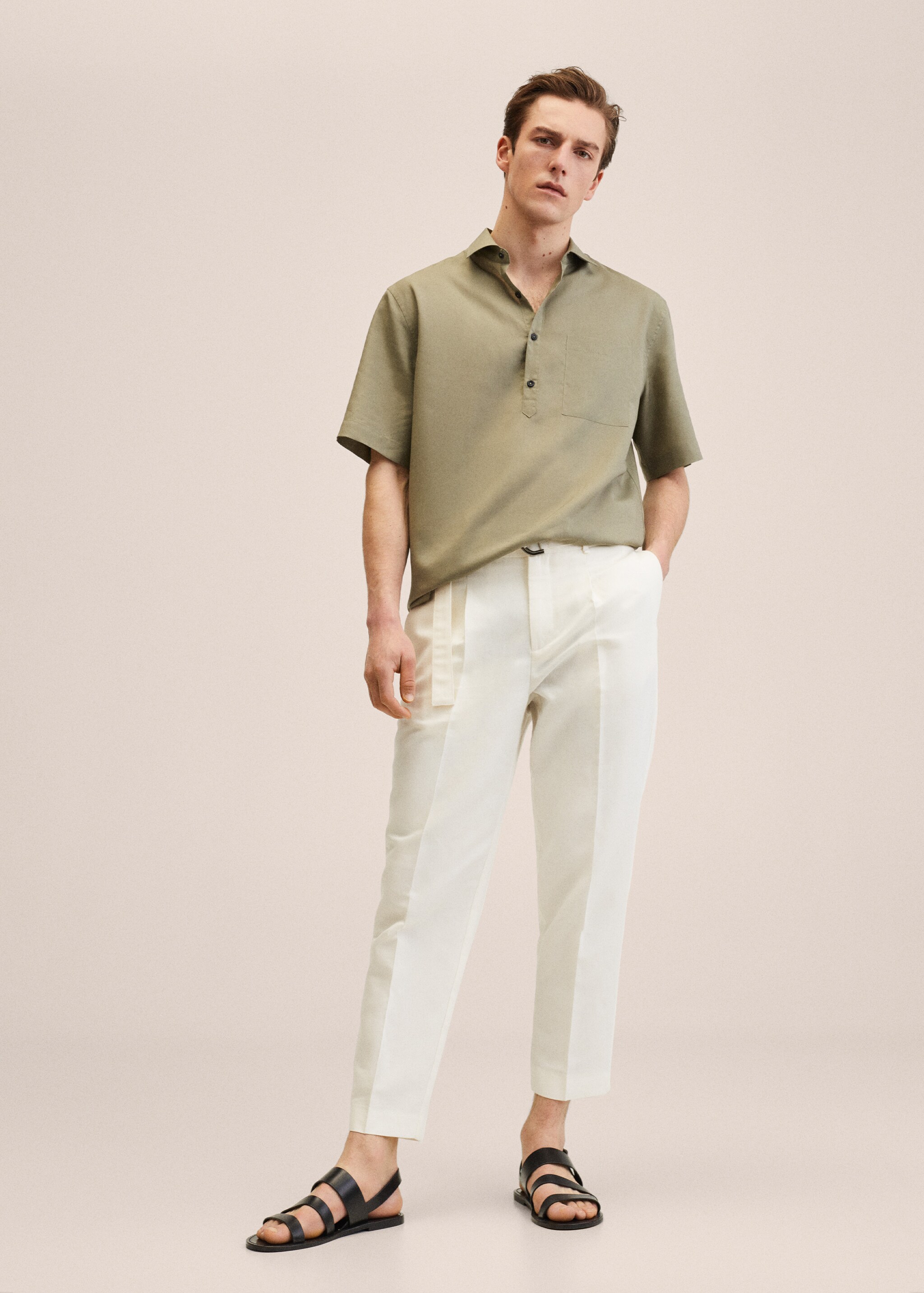 Slim-fit lyocell linen shirt - Medium plane